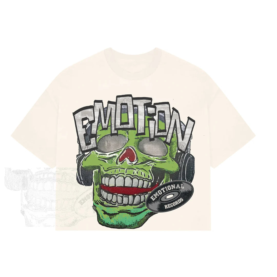 Monster Cropped Tee - Mixed Emotions Cream Graphic T-Shirt for Women | Trendy Streetwear & Casual Outfit
