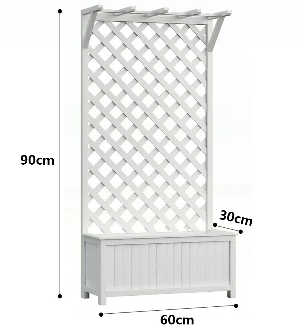 60x30x90cm White Wooden Raised Garden Bed - Free Standing Planter Box for Indoor Outdoor Gardening, Balcony, Yard & Patio - Perfect for Vegetables, Flowers & Climbing Plants