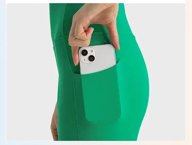 High Waist Yoga Pants with Pockets - Lemon Align Hip Lift Gym Leggings for Women | Nude Fabric Workout Tights for Running, Fitness & Sports | Perfect for Yoga, Gym & Active Lifestyle