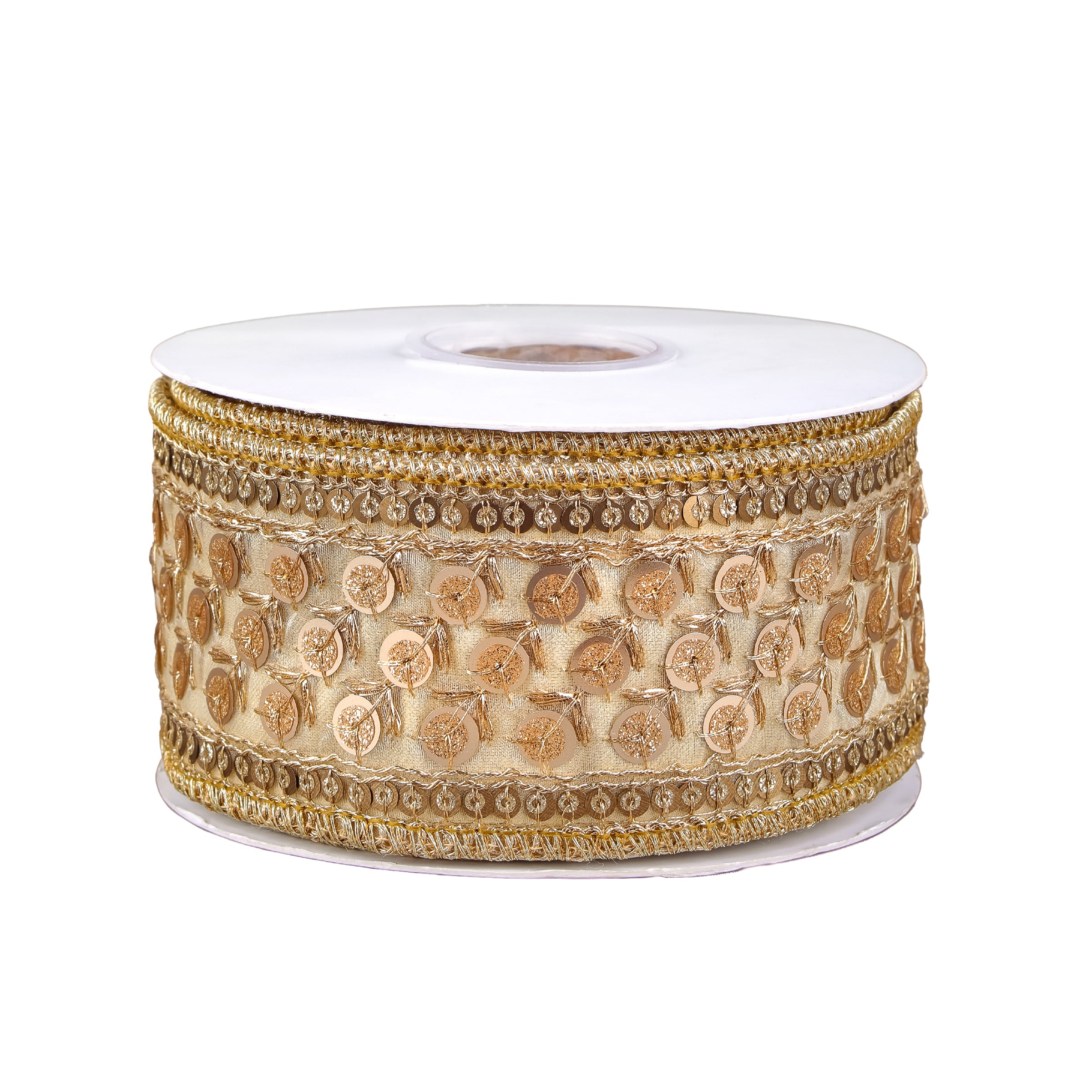 2.5 Inch HGTV Home Collection Dupioni Gold Beaded Ribbon - Elegant Decorative Trim for DIY Crafts, Wedding Decor, Gift Wrapping & Home Accents