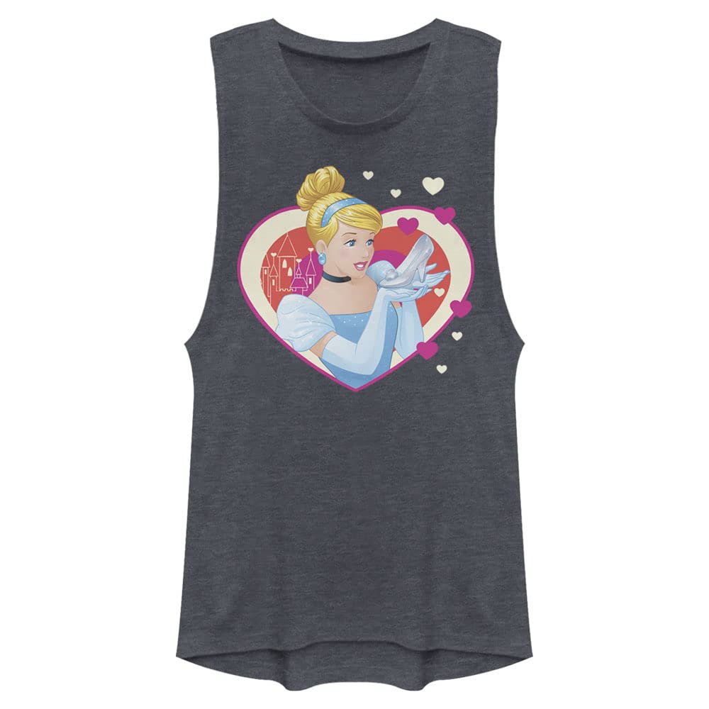 Disney Princess Cinderella Hearts Women's Sleeveless Tank Top - Casual Summer Tops for Women, Perfect for Beach, Party & Daily Wear