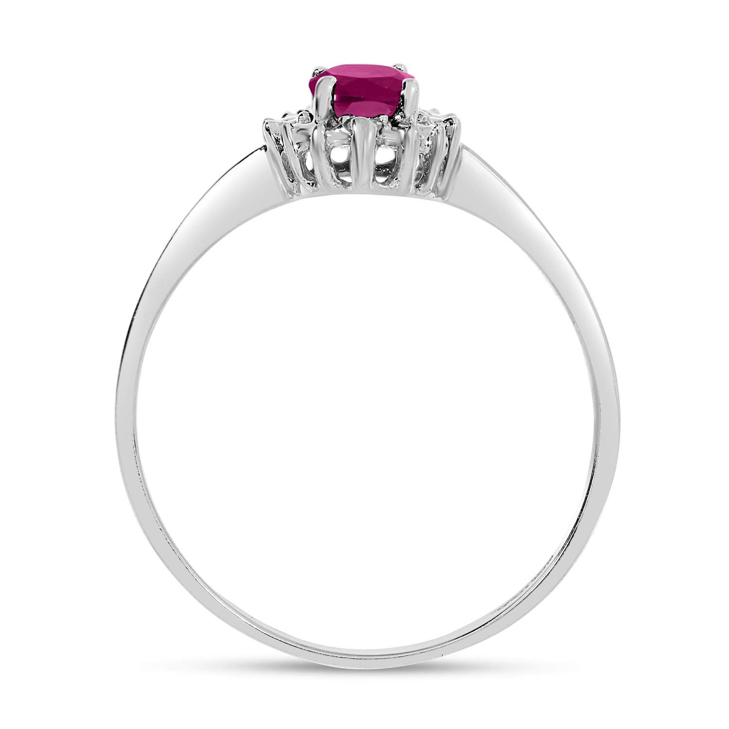 10K White Gold Oval Ruby and Diamond Ring for Women - Elegant Vintage Style Engagement & Wedding Band - Perfect for Anniversaries, Proposals, and Special Occasions