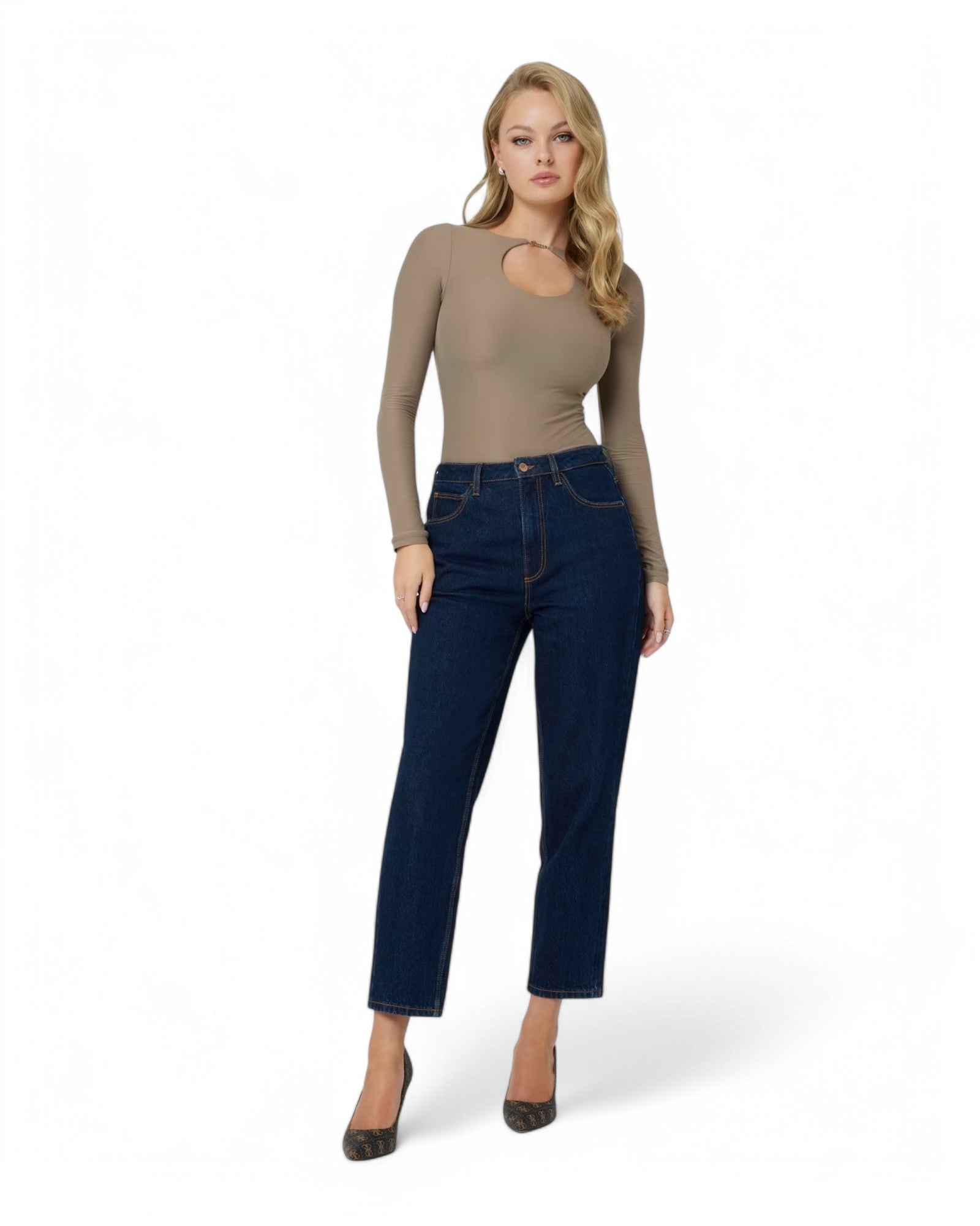 High Rise Straight Leg Mom Jeans for Women - Authentic Dark Wash Denim Pants, Comfortable & Stylish for Casual Wear, Work, and Everyday Outfits