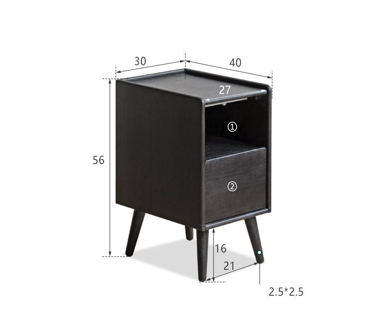 Solid Oak Wood Ultra Narrow Nightstand with Soft Light Sensor - Perfect for Small Bedrooms, Apartments, and Cozy Spaces