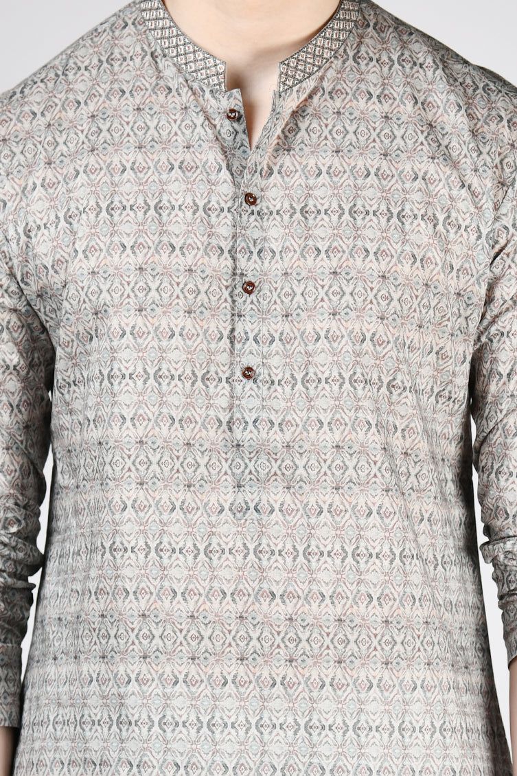 Premium Cotton Grey Kurta for Men by J. Junaid Jamshed - Comfortable Traditional Pakistani Wear for Casual Outings & Festive Occasions
