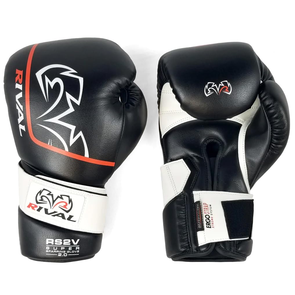RIVAL Boxing RS2V 2.0 Super Sparring Gloves - Single Strap Hook & Loop Closure, Soft Inner Lining for Comfort - Perfect for Training, Sparring & MMA Practice