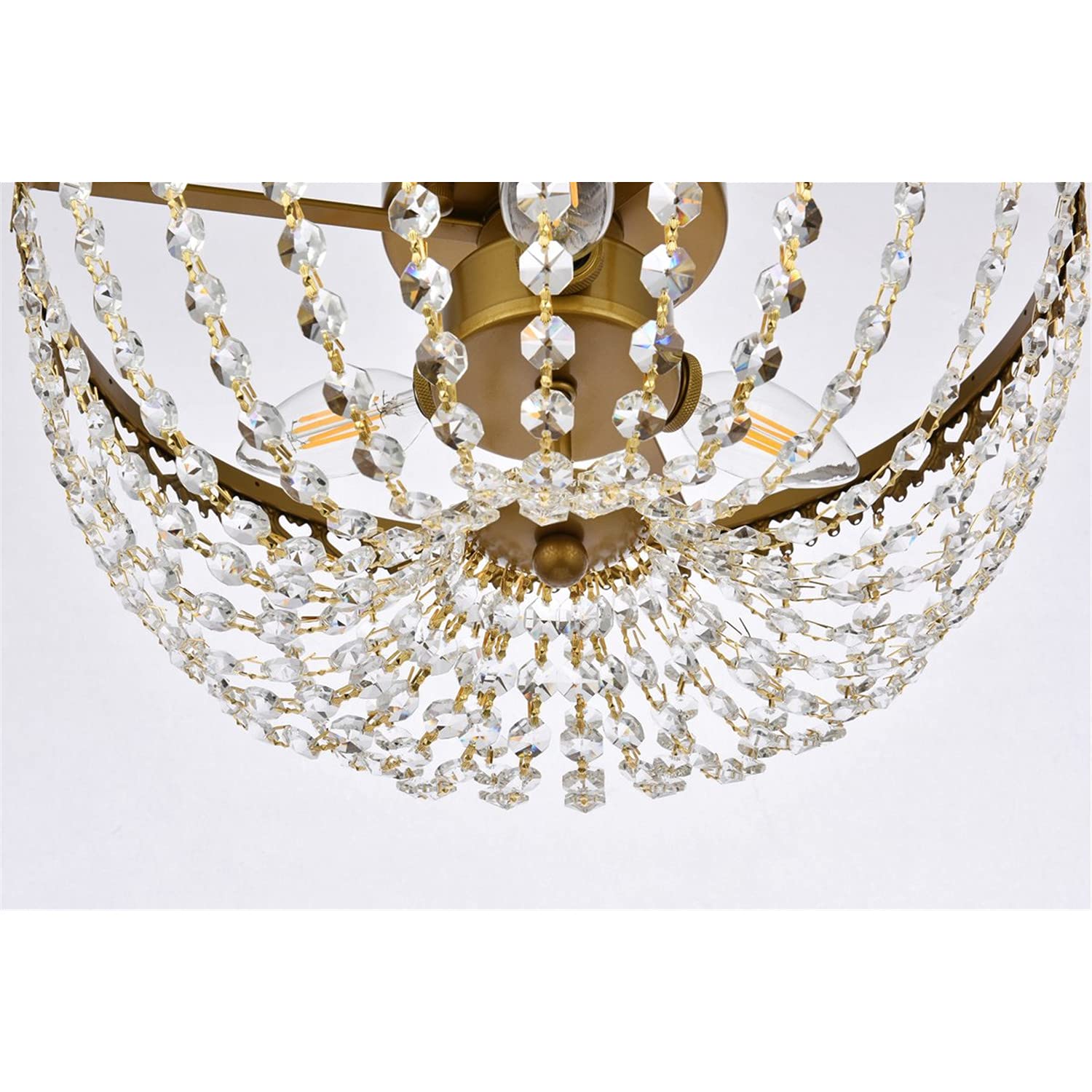 14 Inch Brass Flush Mount Ceiling Light - Modern Indoor Home Decor for Living Room, Bedroom & Kitchen | Energy-Efficient Bright Lighting Fixture