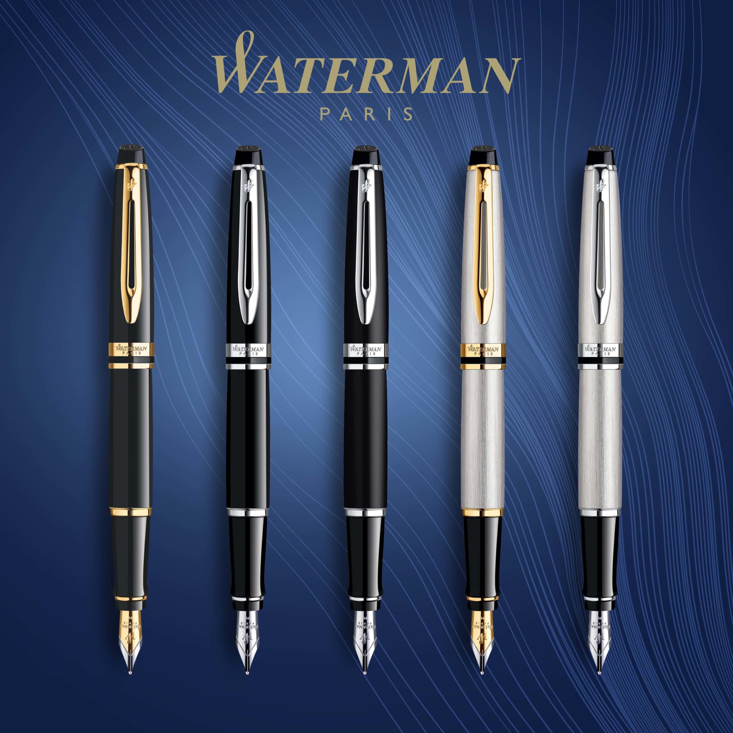 Waterman Expert Fountain Pen - Gloss Black with 23k Gold Trim, Medium Nib, Luxury Gift Box | Premium Writing Instrument for Business Professionals, Graduation Gifts & Collectors | Elegant Office Use & Special Occasions