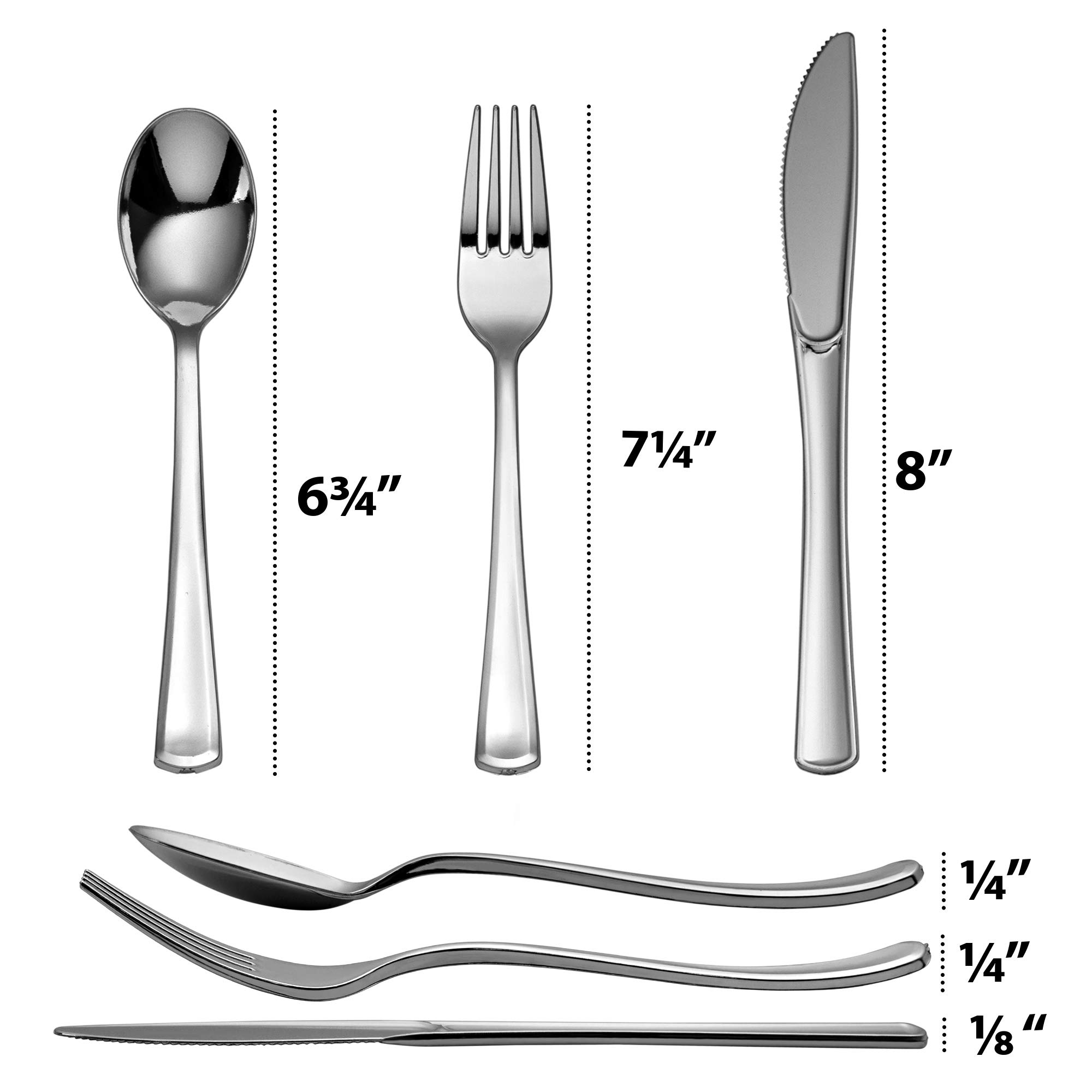 Premium Heavy Duty Disposable Silver Plastic Forks - Elegant Silverware Looks Like Real Cutlery - 80-Pack for Catering, Restaurants, Parties, Weddings & Outdoor Dining