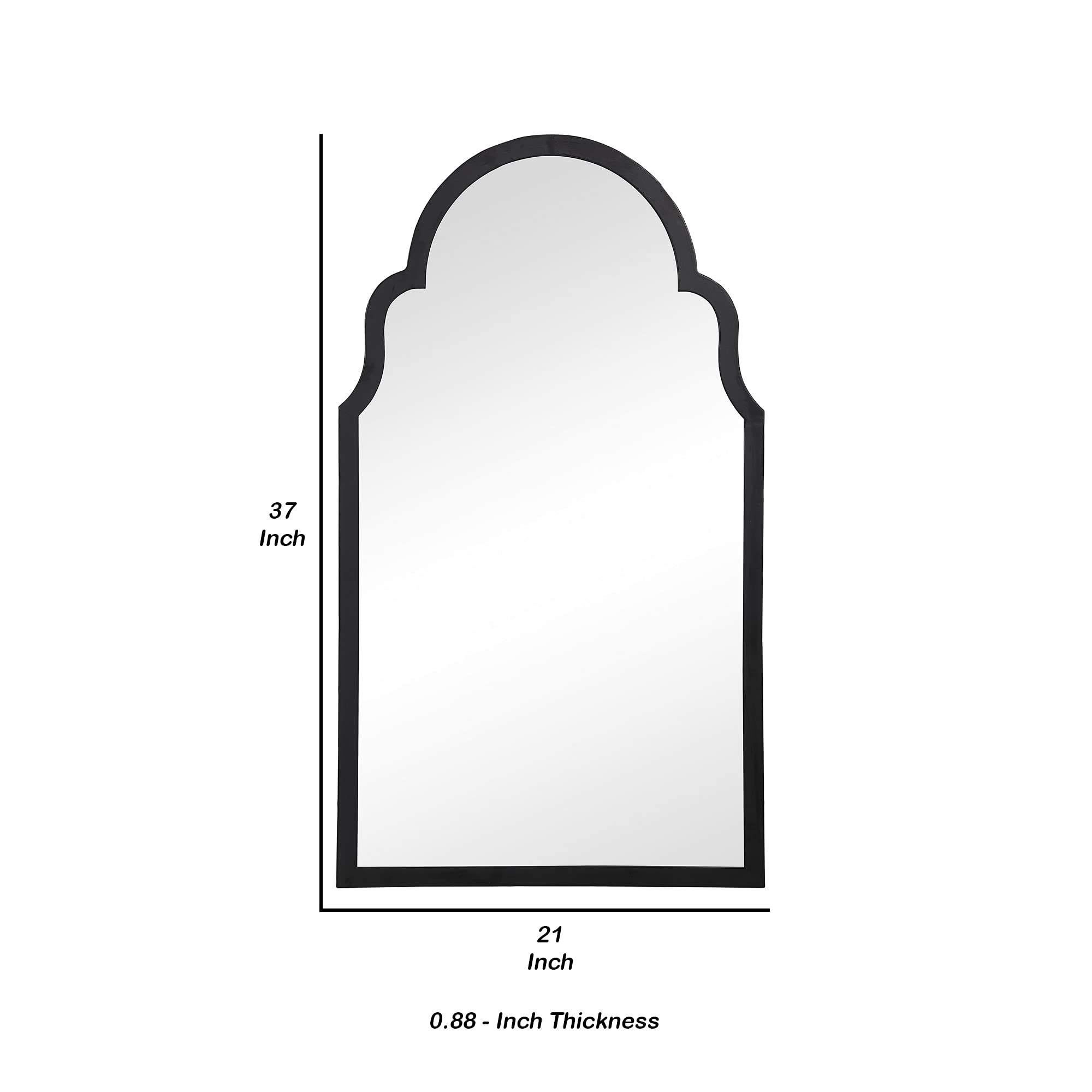 Benjara Sleek Elongated Quatrefoil Frame Mirror - Black | Elegant Wall Decor for Living Room, Bedroom & Entryway