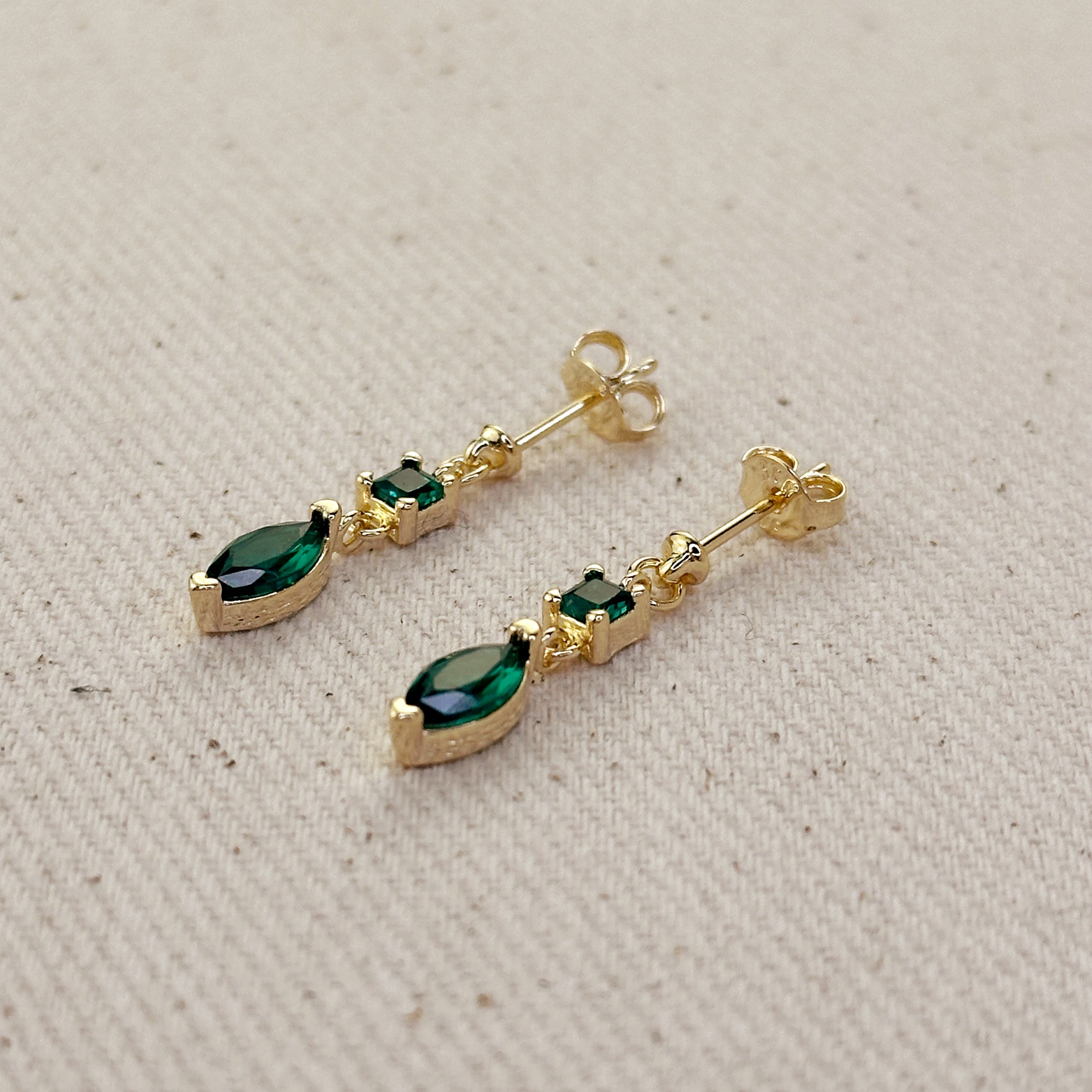 18K Gold Filled Princess & Marquise Cut Cubic Zirconia Dangling Earrings for Women - Elegant Party, Wedding & Evening Wear Jewelry