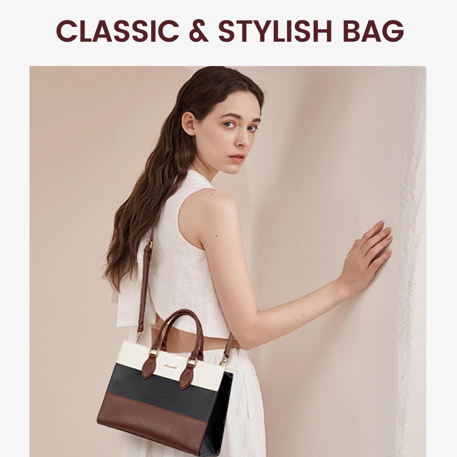 LOVEVOOK Women's PU Leather Tote Bag - Fashionable Shoulder Bag & Top Handle Satchel Purse for Ladies - Perfect for Work, Travel, and Daily Use