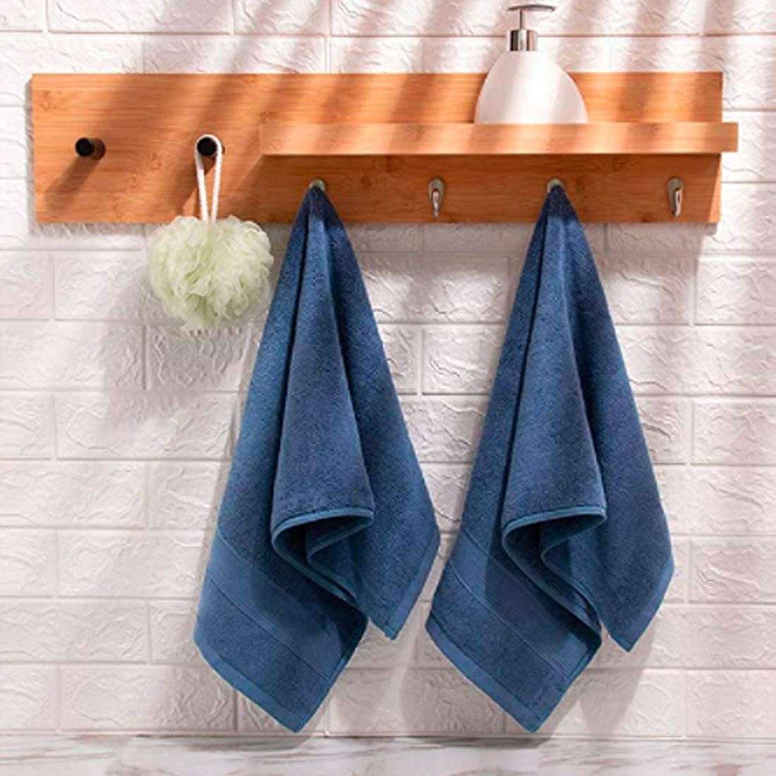 Premium Soft Cotton Bath Hand Towels (14x30 Inch) - Ultra Absorbent Quick-Dry Towels for Bathroom, Face, Gym & Spa - 2 Pack Navy Blue - Perfect for Guest Bathrooms, Yoga Studios & Luxury Hotels
