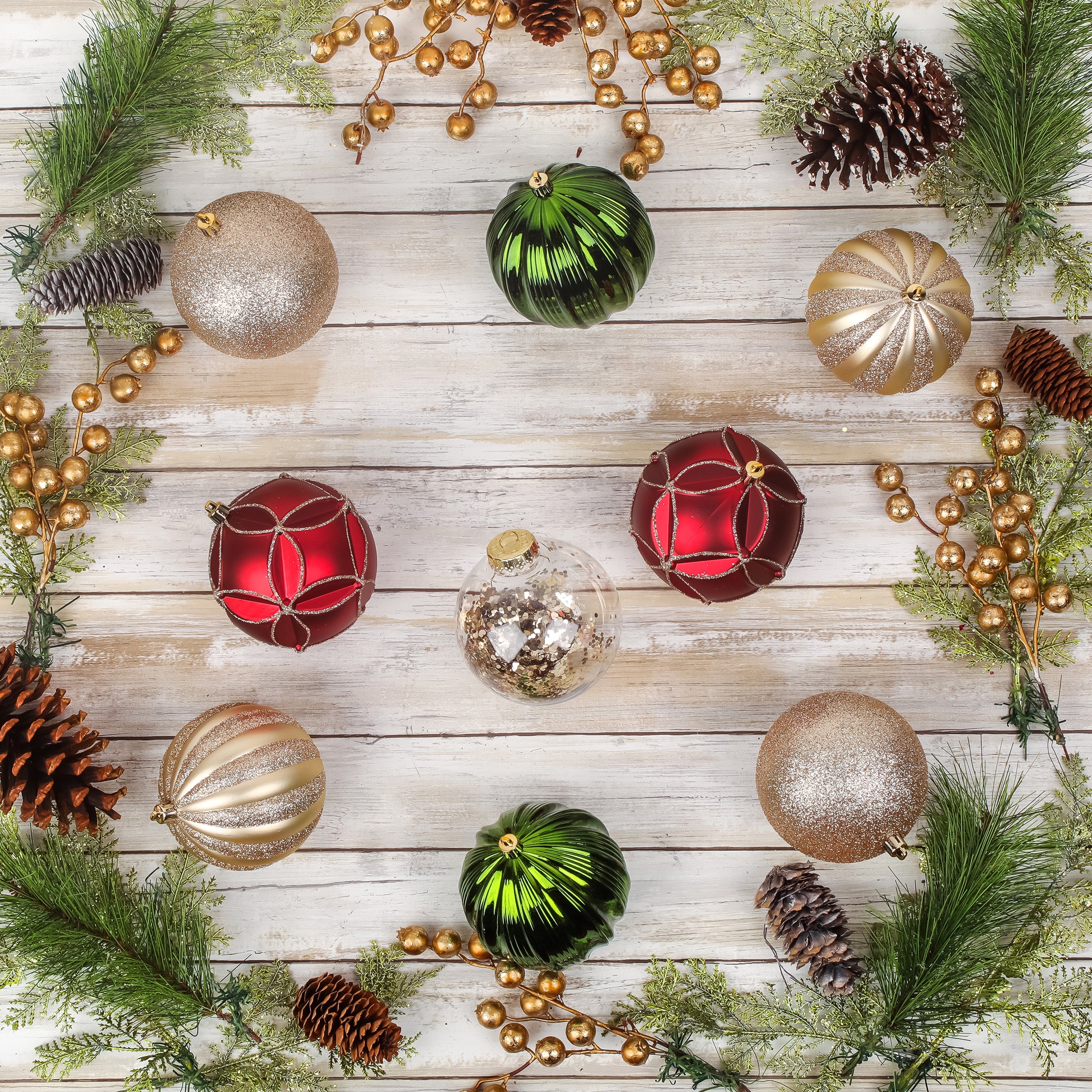 13 Inch Gold Christmas Ball Ornament Set - Elegant Holiday Decor for Tree, Home, and Party Decoration