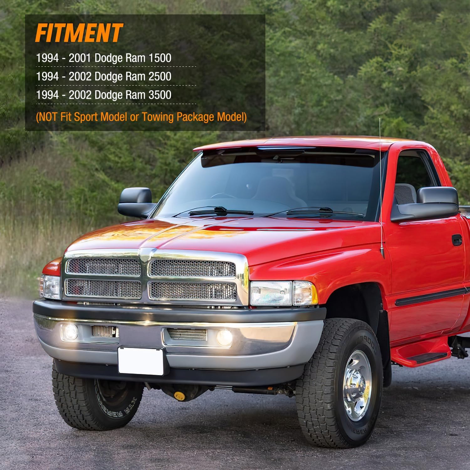 1994-2002 Dodge Ram 1500/2500/3500 Fog Light Assembly with Clear Lens - Replacement Driving Lights for Off-Road, Night Driving & Bad Weather Conditions