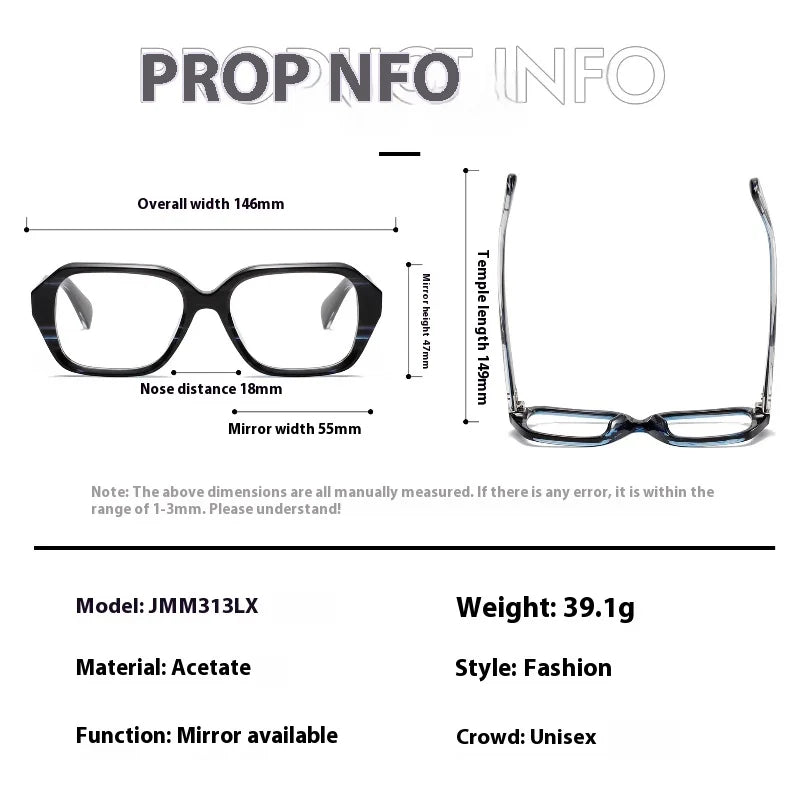 Aror Unisex Full Rim Flat Top Square Thick Acetate Eyeglasses 842313 - Stylish & Durable Eyewear for Men & Women - Perfect for Work, Reading & Fashion Accessories