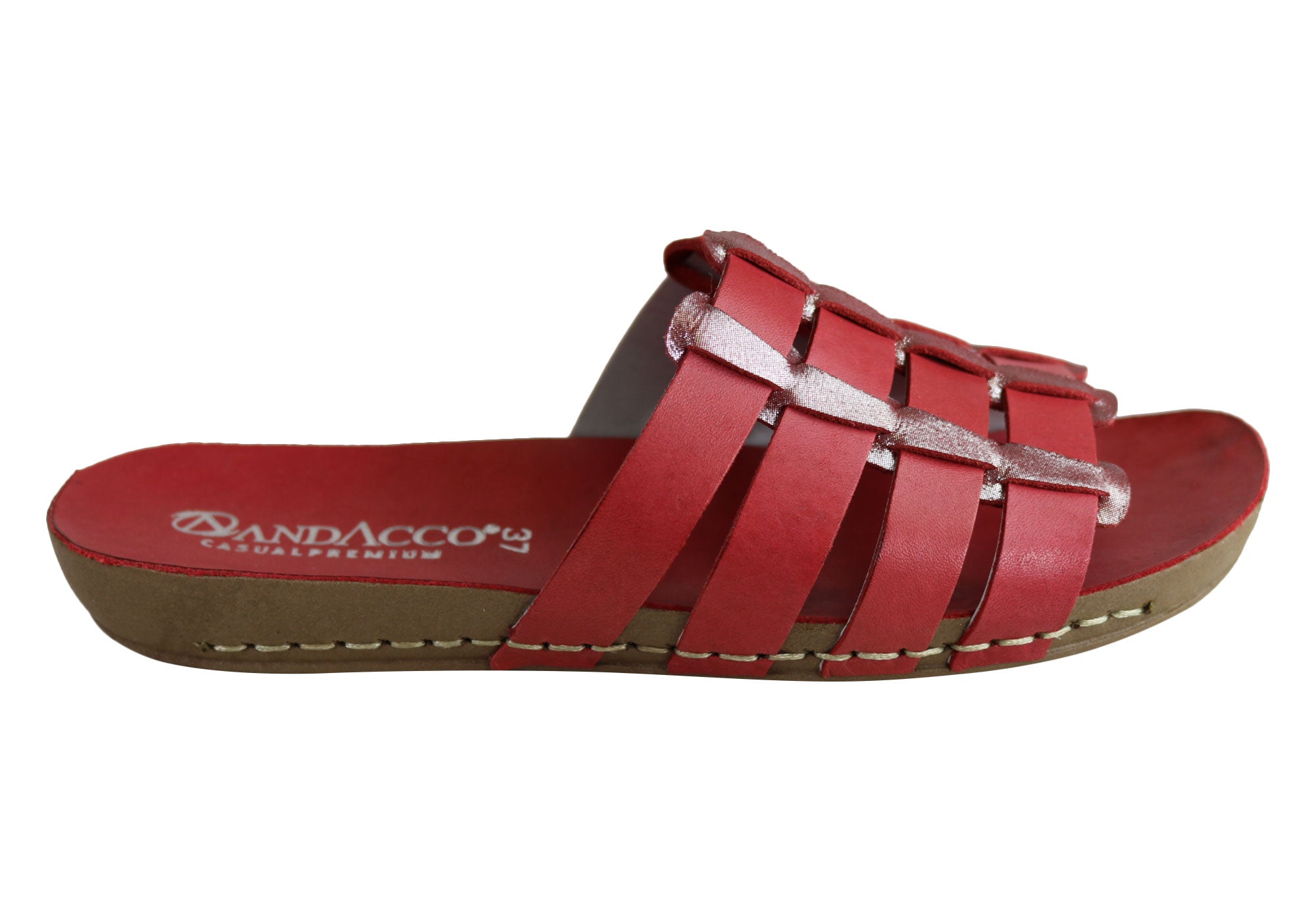 Andacco Sorrento Women's Comfort Leather Slide Sandals - Handmade in Brazil - Perfect for Beach, Vacation & Summer Outfits