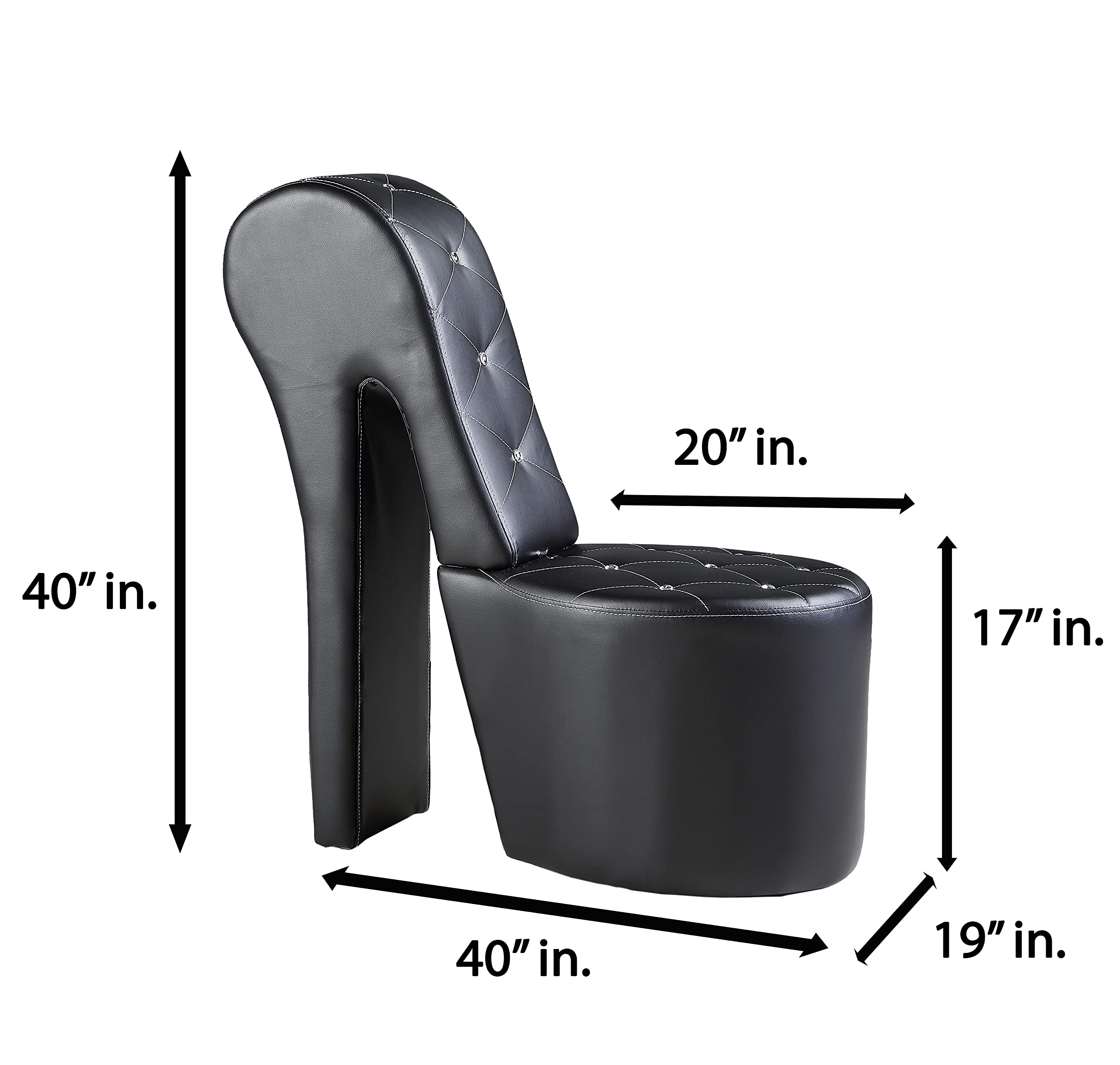 Best Master Furniture 6900 Modern Shoe Lounge Chair - Black Leather Recliner for Living Room, Bedroom & Office Relaxation