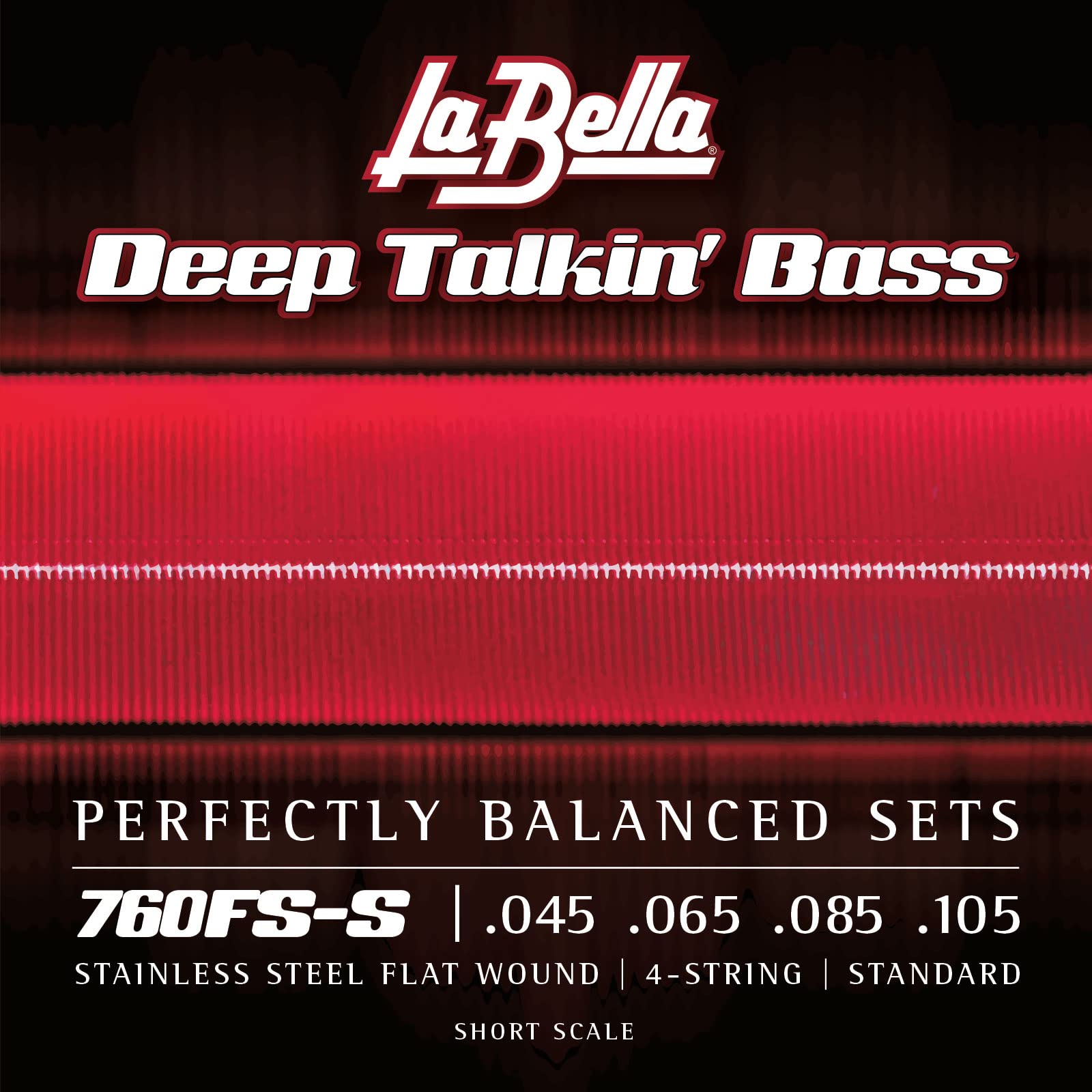 La Bella 760FS-S Deep Talkin' Stainless Steel Flat Wound Bass Strings 45-105 - Standard Short Scale for Jazz, Blues & Rock - Perfect for Studio Recording & Live Performances