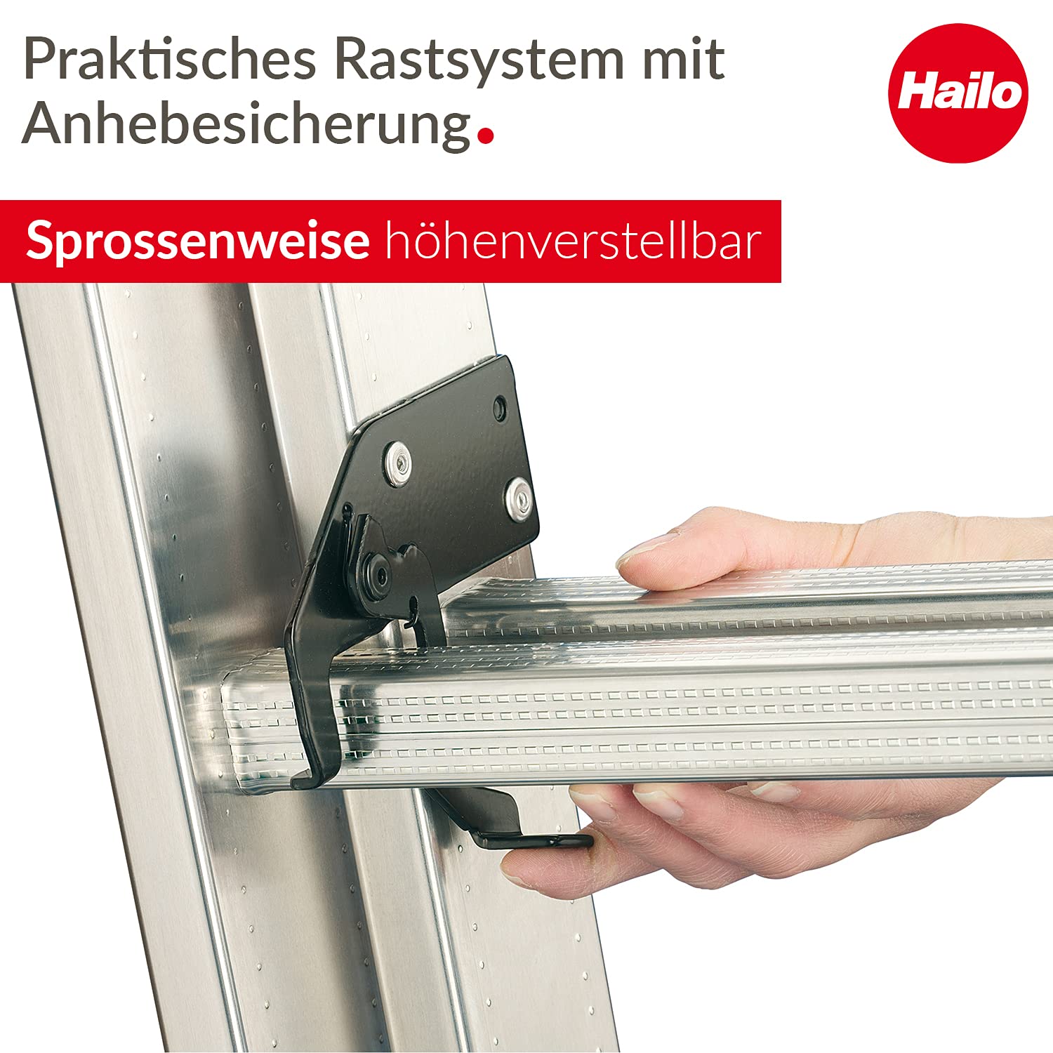 Hailo 7209-007 Aluminum Extension Ladder 2-Section Sliding ProfiStep Duo (2x9 Steps) - Perfect for Home, Construction & Roofing Work