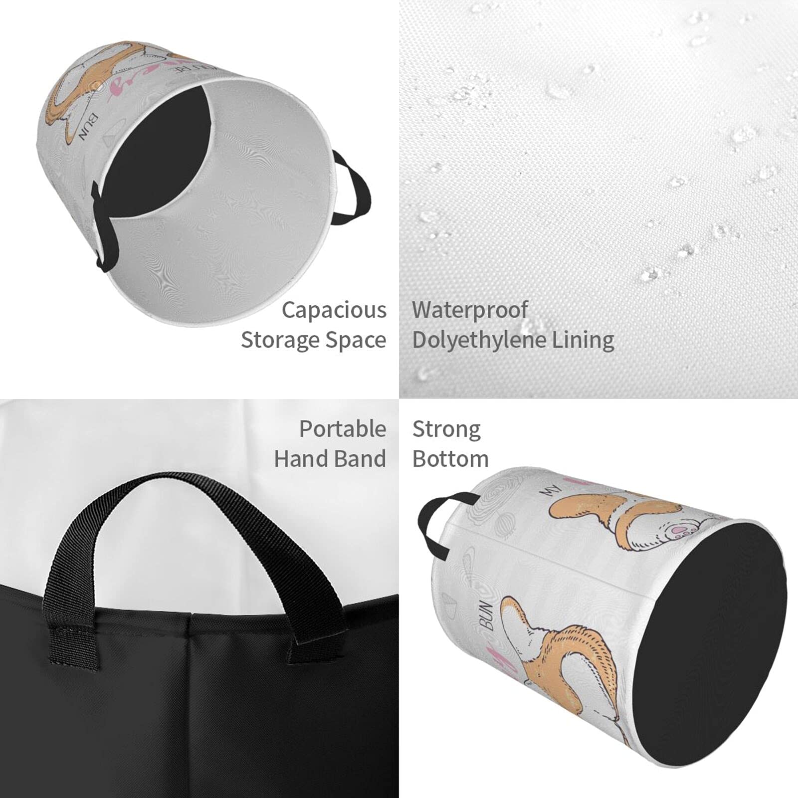 Collapsible Honey Cute Corgi Dog Pattern Laundry Basket with Handles - Waterproof Fabric Hamper Organizer for Clothes, Toys & Bathroom Storage - Perfect for Home, Dorm & Laundry Room Organization