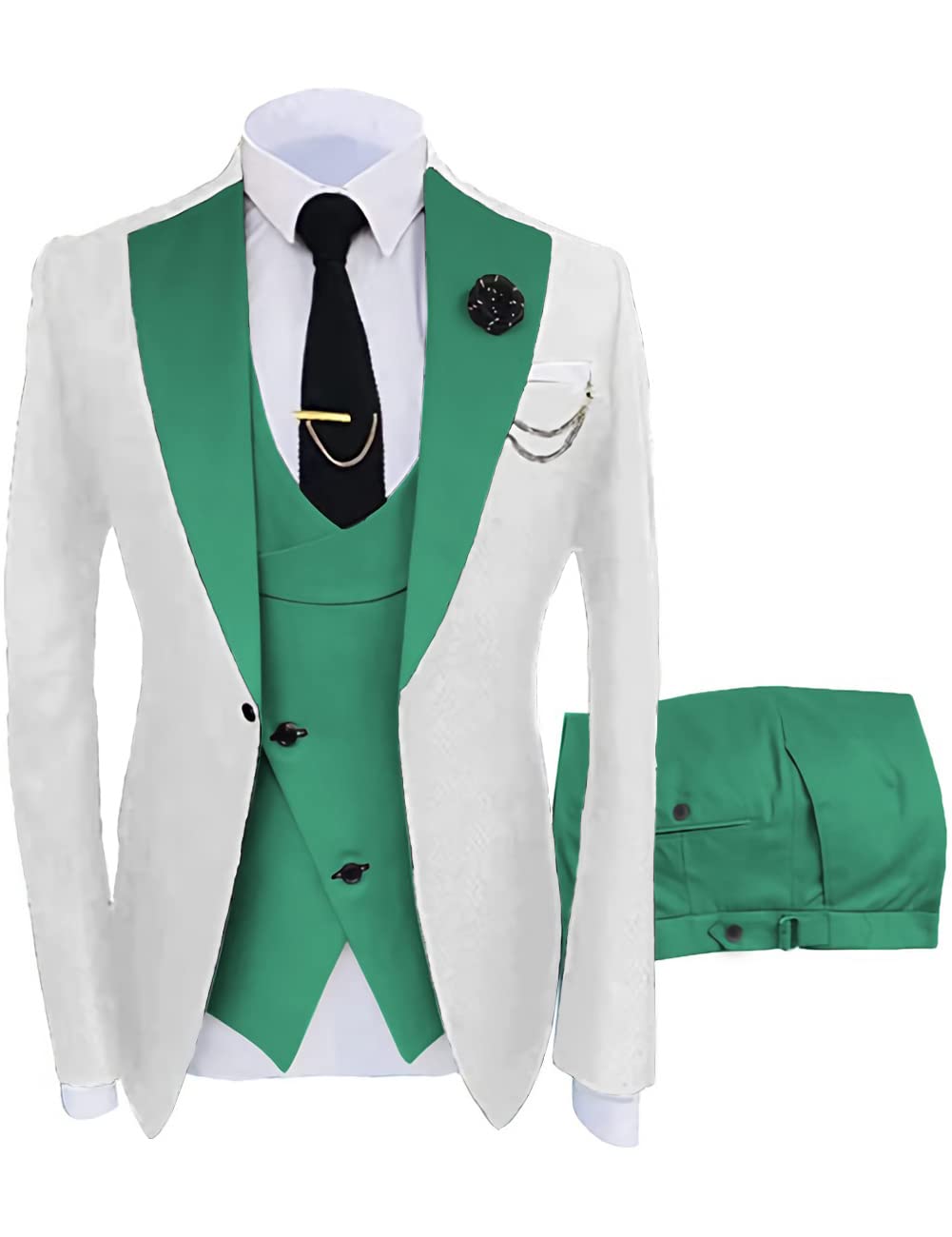 3 Piece Slim Fit Men's Suits - One Button Blazer, Vest & Pant Set for Wedding, Prom, Business & Formal Occasions | Classic Tailored Suit for Groom, Party & Special Events