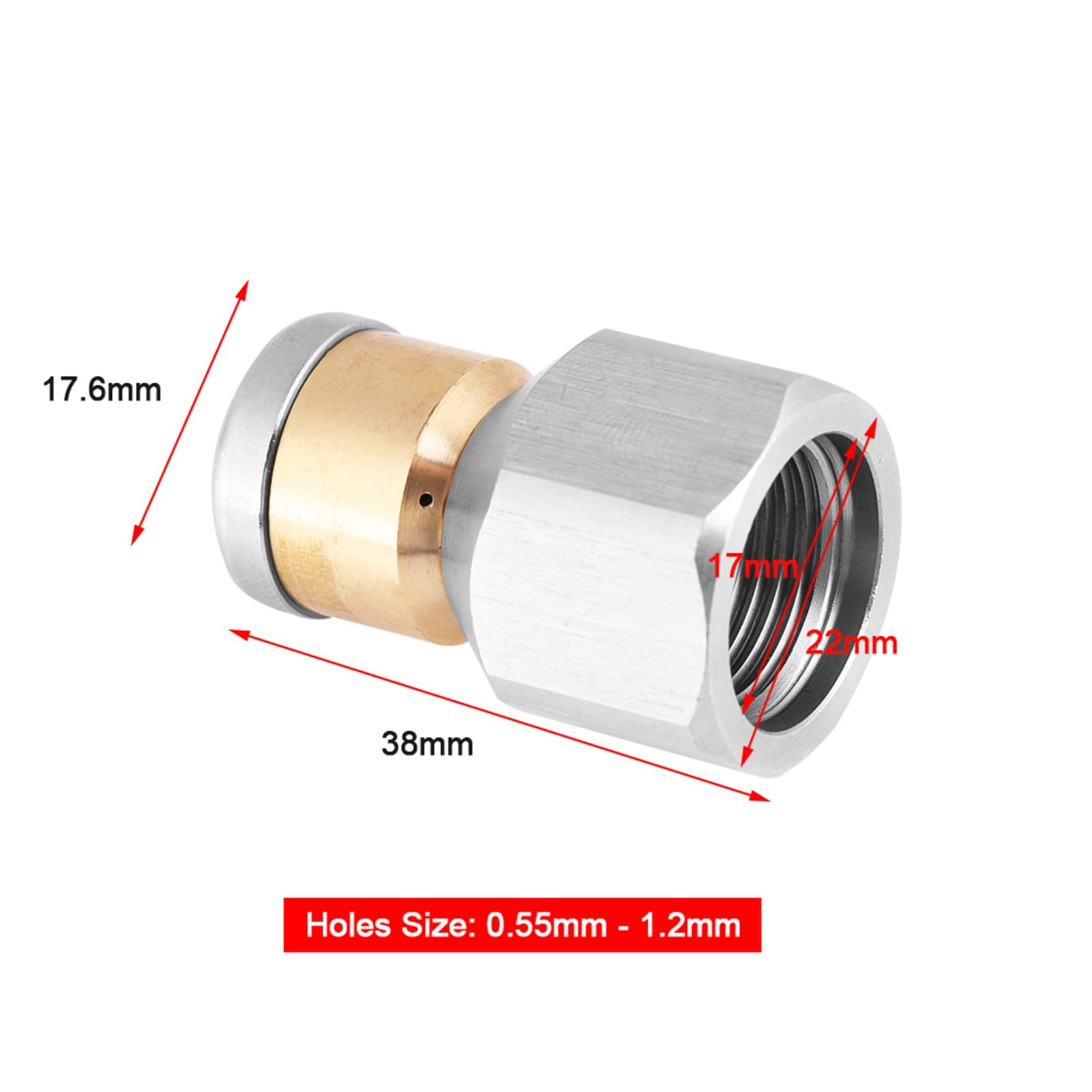 Stainless Steel Pressure Sewer Cleaning Nozzle - 3/8BSP Female SS304 Rotary Drain Pipe Washing Tool for Gardening, Car Washing & High-Pressure Cleaning | Heavy-Duty Plumbing & Outdoor Cleaning Accessory