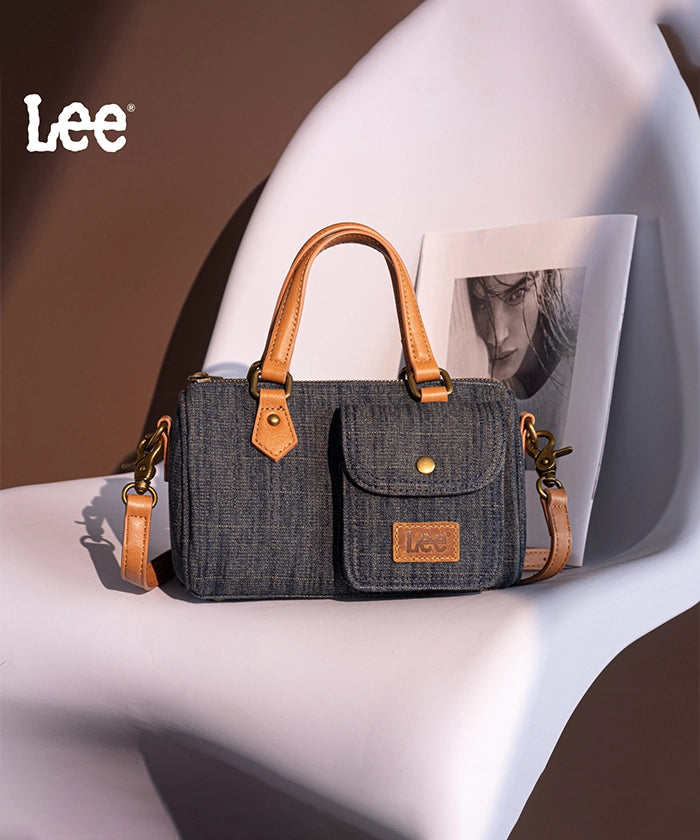 LEE Denim Canvas Barrel Satchel Top Handle Crossbody Bag for Women - Stylish Shoulder Purse for Work, Travel & Everyday Use