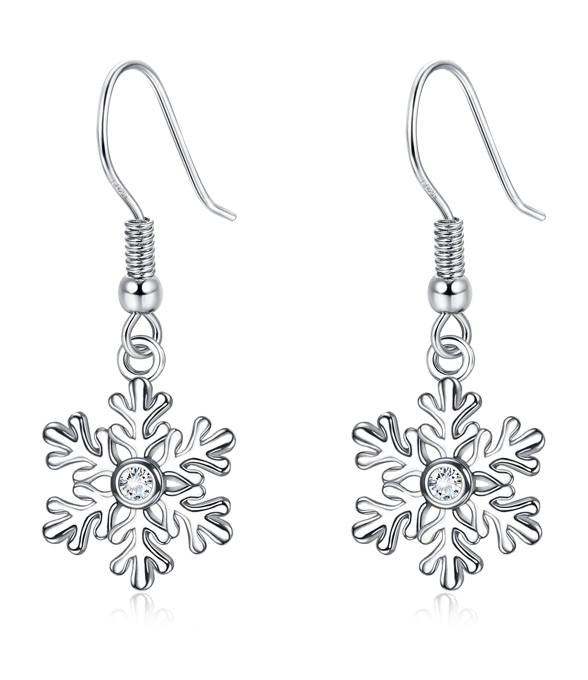 YADOCA 925 Sterling Silver Christmas Earrings for Women & Girls - High Polished Dangle Drop Snowflake & Tree Holiday Jewelry - Perfect for Christmas Parties, Gifts & Festive Occasions