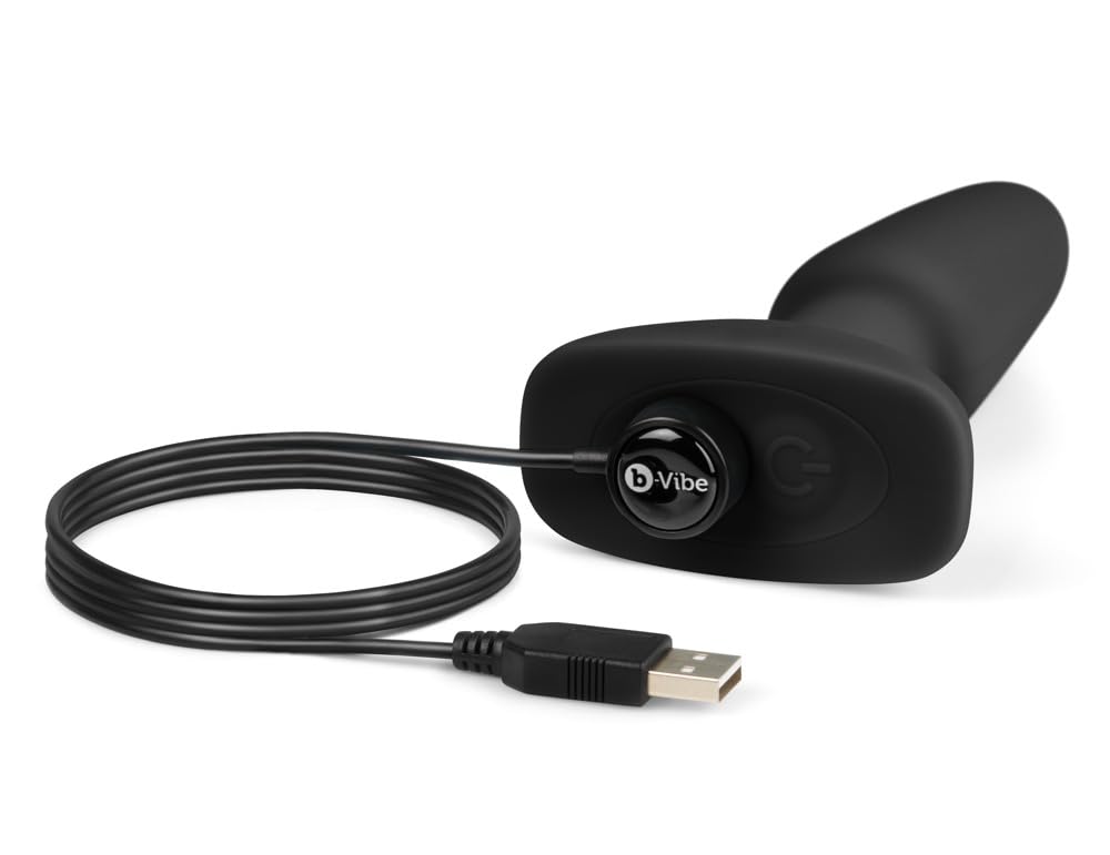 b-Vibe Rimming Anal Plug 2 - Remote Control Vibrating Butt Plug with 10 Vibration Modes, Waterproof Silicone Anal Sex Toy for Couples & Solo Play (Black) - Perfect for Spicing Up Bedroom Fun & BDSM Exploration