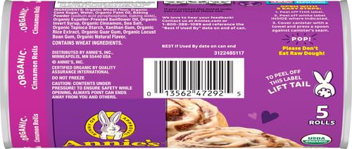 Annie's Organic Cinnamon Rolls with Icing - 5 Pack (17.5 oz) | Refrigerated Dough for Easy Baking | Perfect for Breakfast, Brunch & Holiday Treats