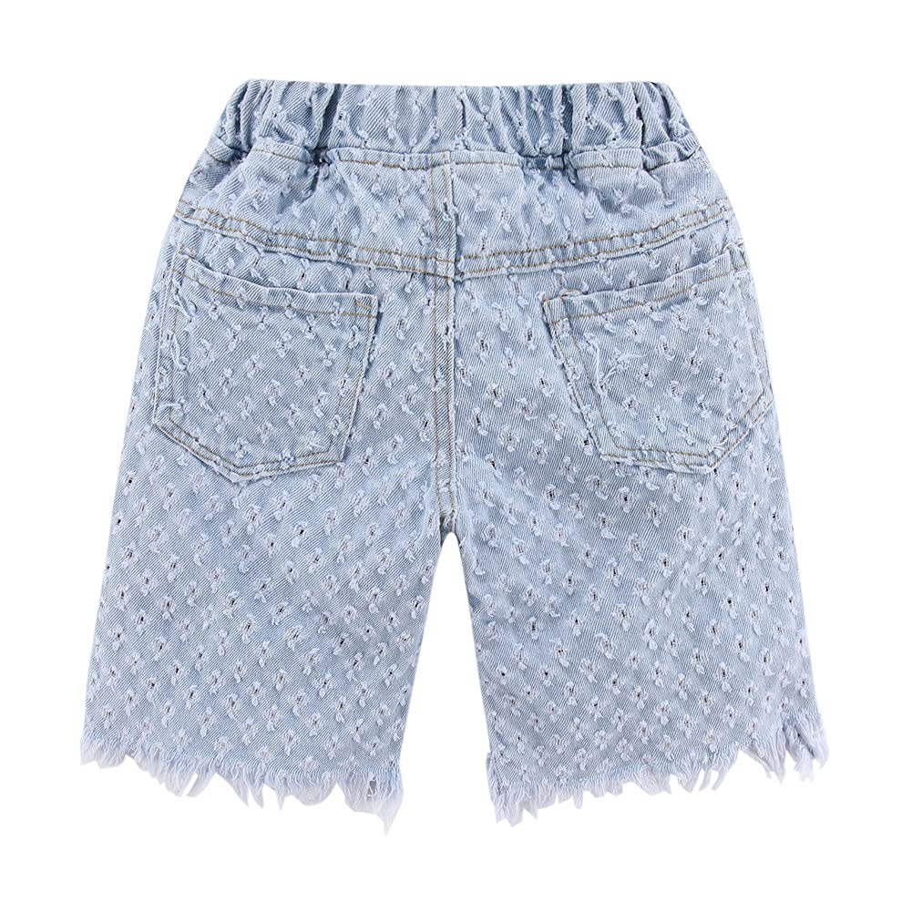 **Mud Kingdom Girls' Ripped Bermuda Jean Shorts with Eyelet Details | Trendy Distressed Denim Shorts for Toddlers & Kids | Perfect for Summer, Playdates & Casual Outings**