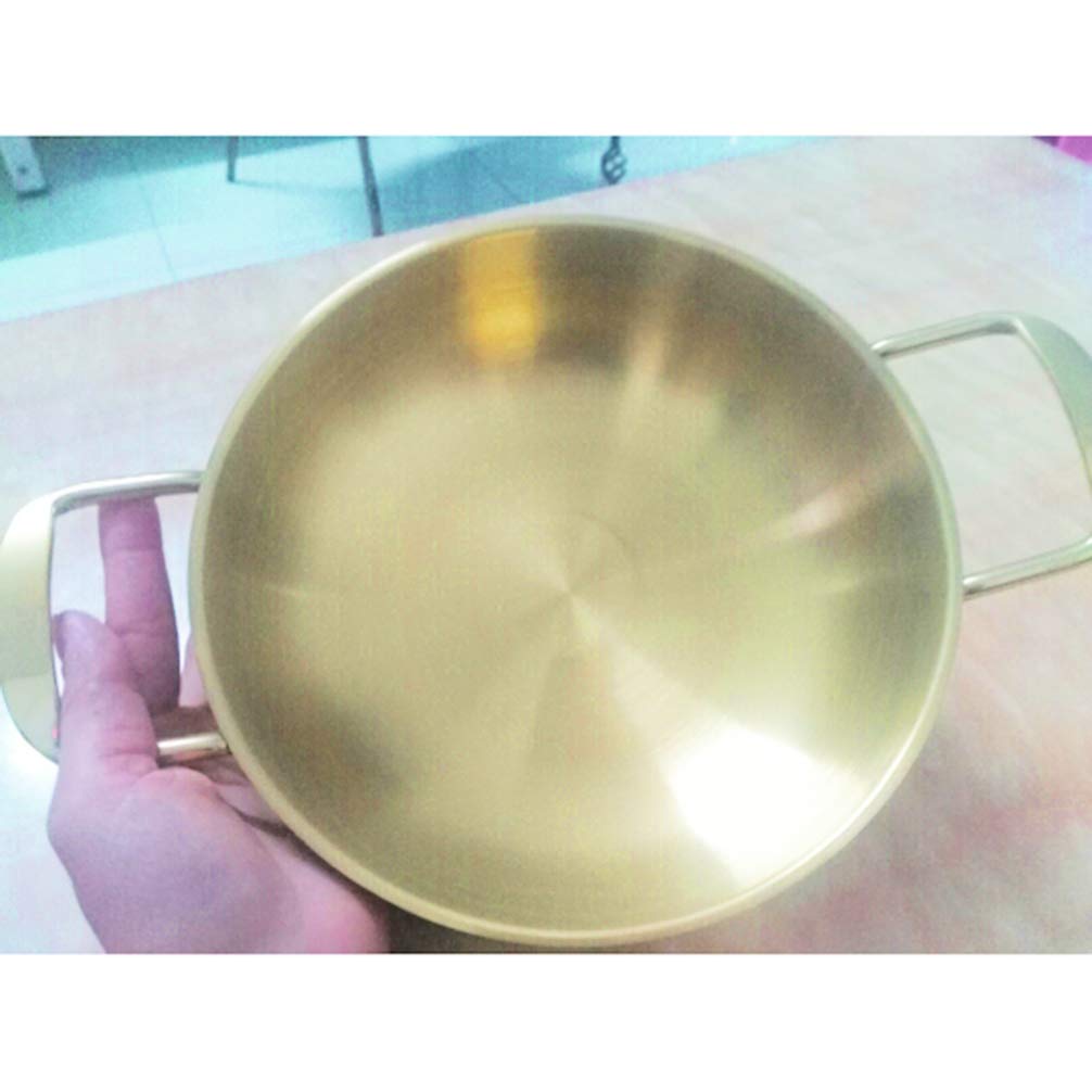 Premium Stainless Steel Frying Pan Skillet with Lid - 20cm Non-Stick Carbon Steel Wok for Searing & Stir-Frying - Golden Cookware Set for Professional & Home Kitchen Use
