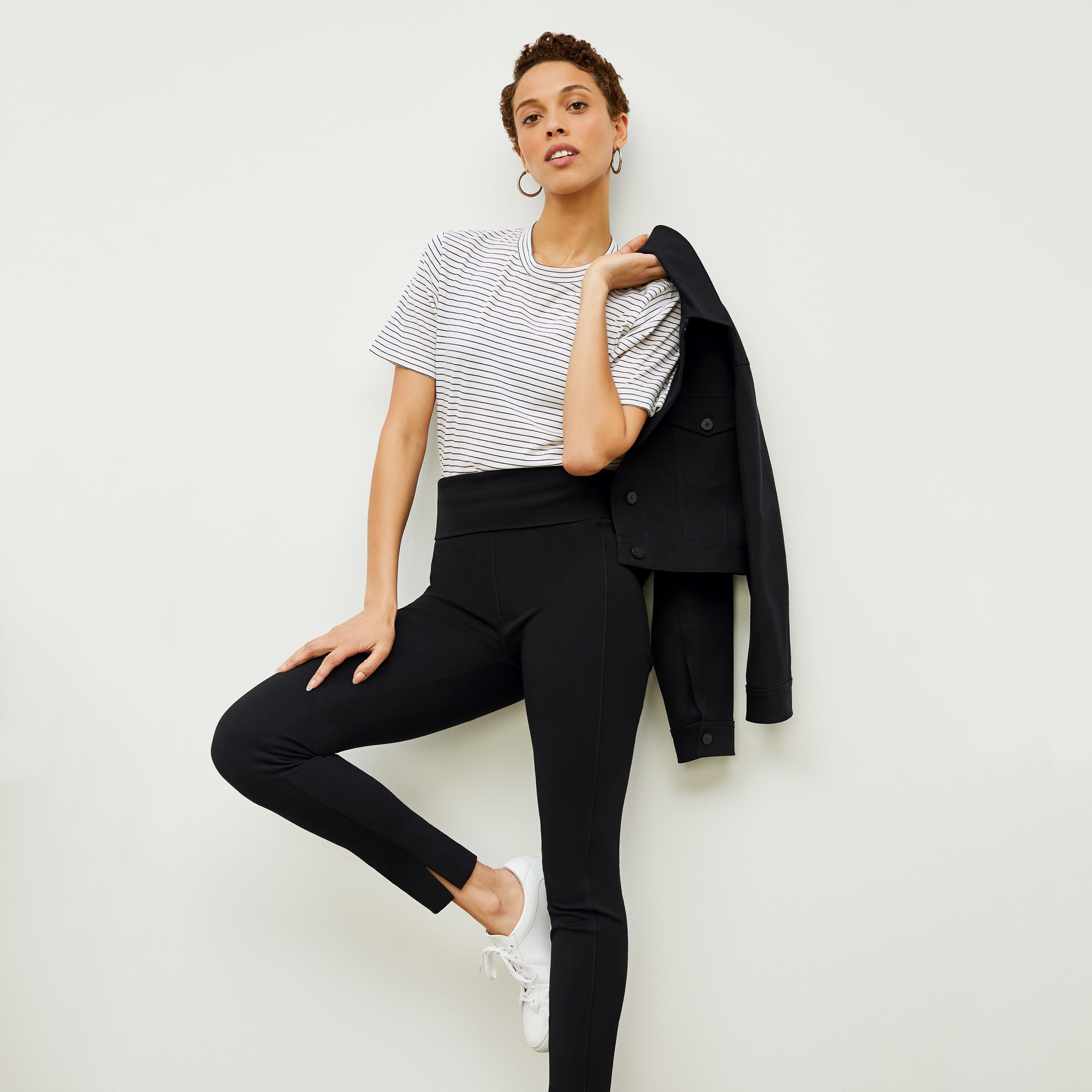 Stella Women's High-Waisted Ponte Leggings - Washable & Comfortable Black Workout Pants for Yoga, Running & Everyday Wear