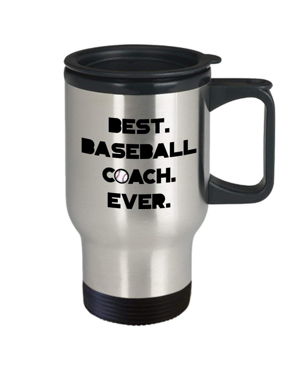 Coach Thank You Gift Baseball Travel Mug - Best Baseball Coach Ever - Funny Insulated Coffee Tea Hot Cocoa Cup - Novelty Birthday Christmas Present for Baseball Coaches - Perfect for Practice, Games & Office Use