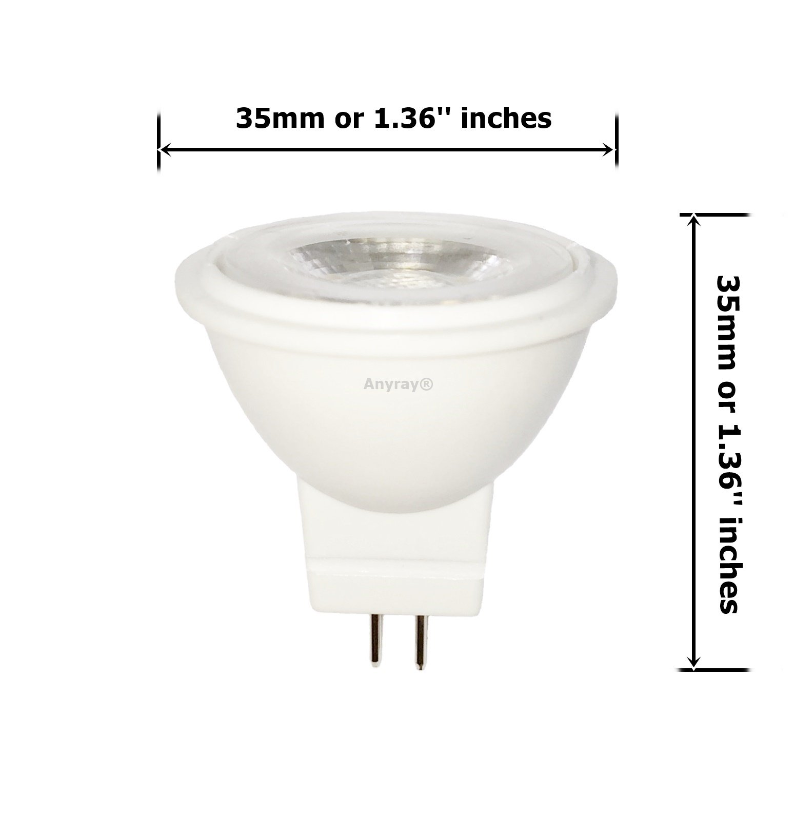 Anyray 3W LED MR11 Light Bulb - 12V Cool White Fiber Optic Christmas Tree Replacement Bulb (10W Equivalent) - Perfect for Holiday Decorations, Landscape Lighting & Indoor Accent Lighting