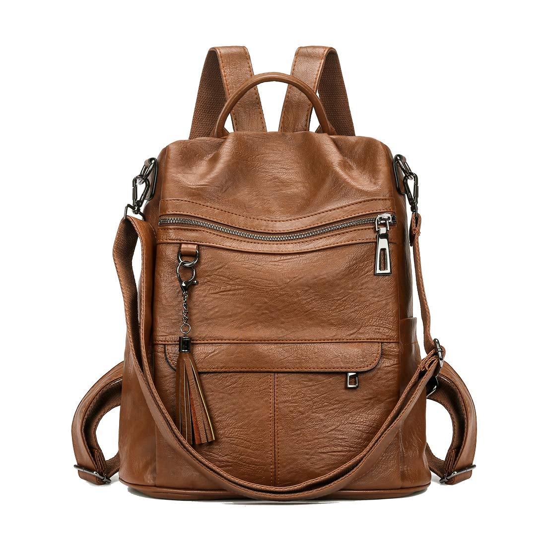 Stylish Anti-Theft Women's Backpack Purse - PU Leather Tassel Design Travel Daypack & Shoulder Bag for Commuting, Work & College (Brown) | Perfect for Daily Use, Business Trips & Campus Life