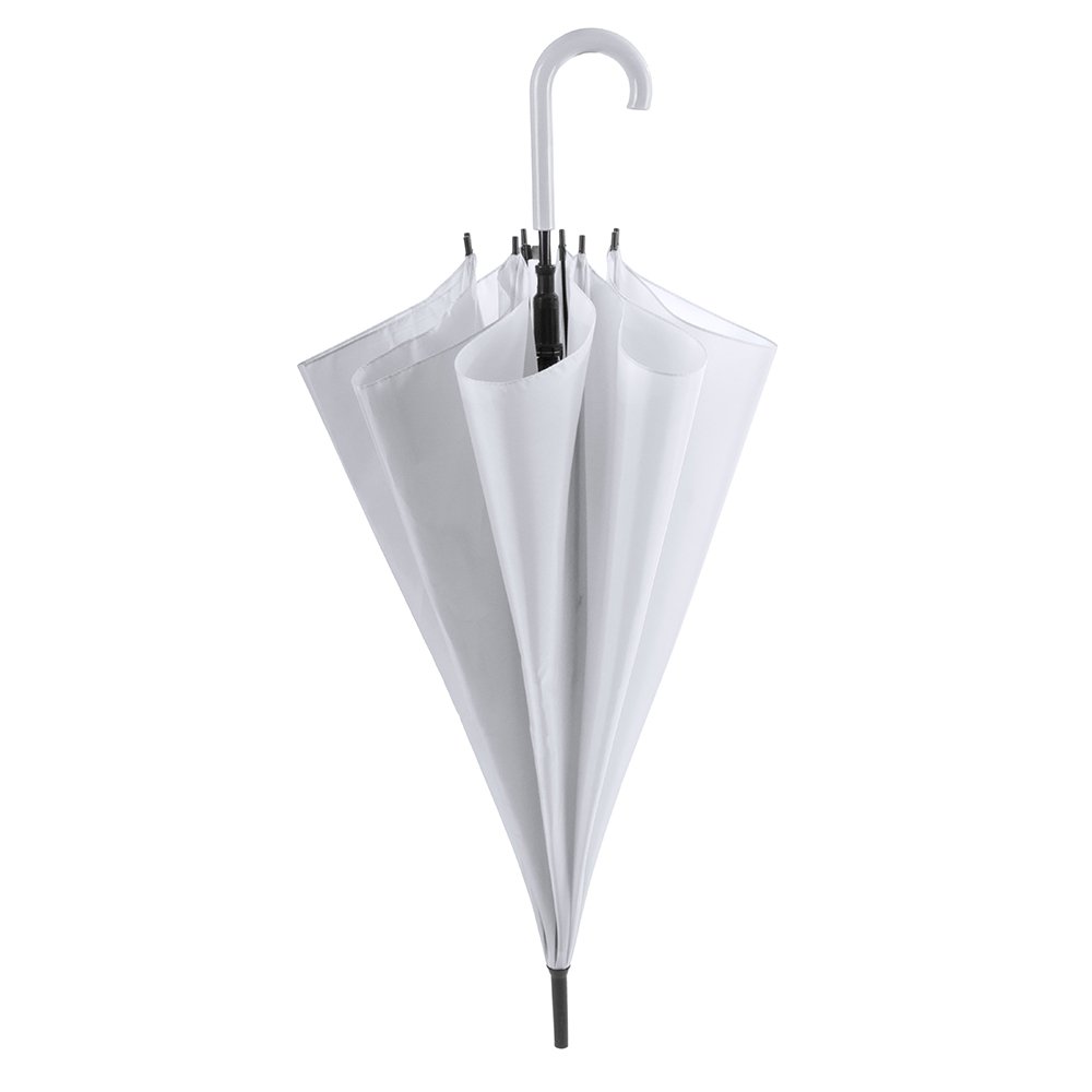 White 86cm Plastic Crook Handle Wedding Umbrella - Elegant Folding Bridal Accessory for Outdoor Ceremonies, Photos & Rainy Days