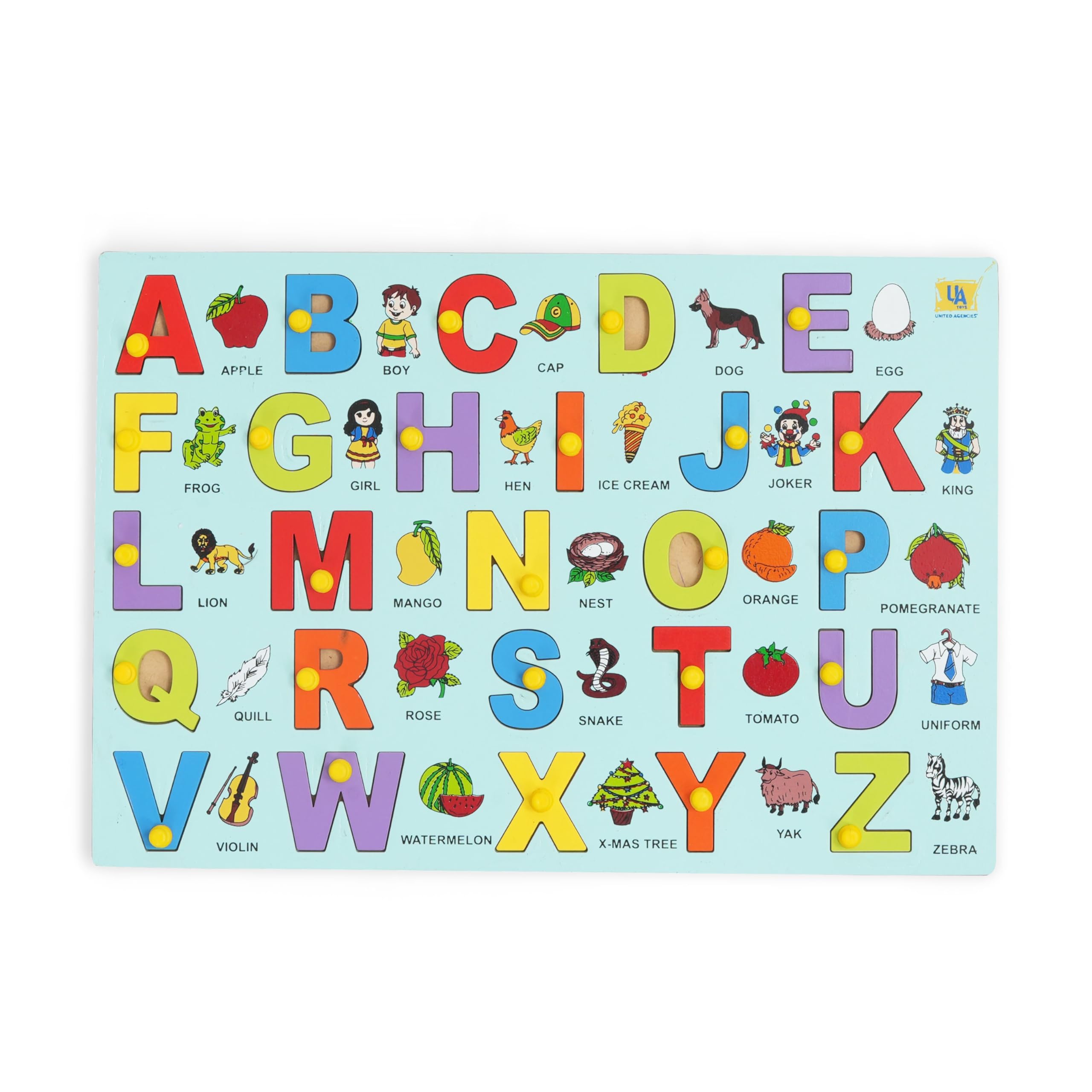 UATOYS Wooden Alphabet Puzzle Toys for Kids - ABC Learning with Pictures, Brain Development & Sorting Games - Perfect for Preschool, Homeschool & Early Childhood Education