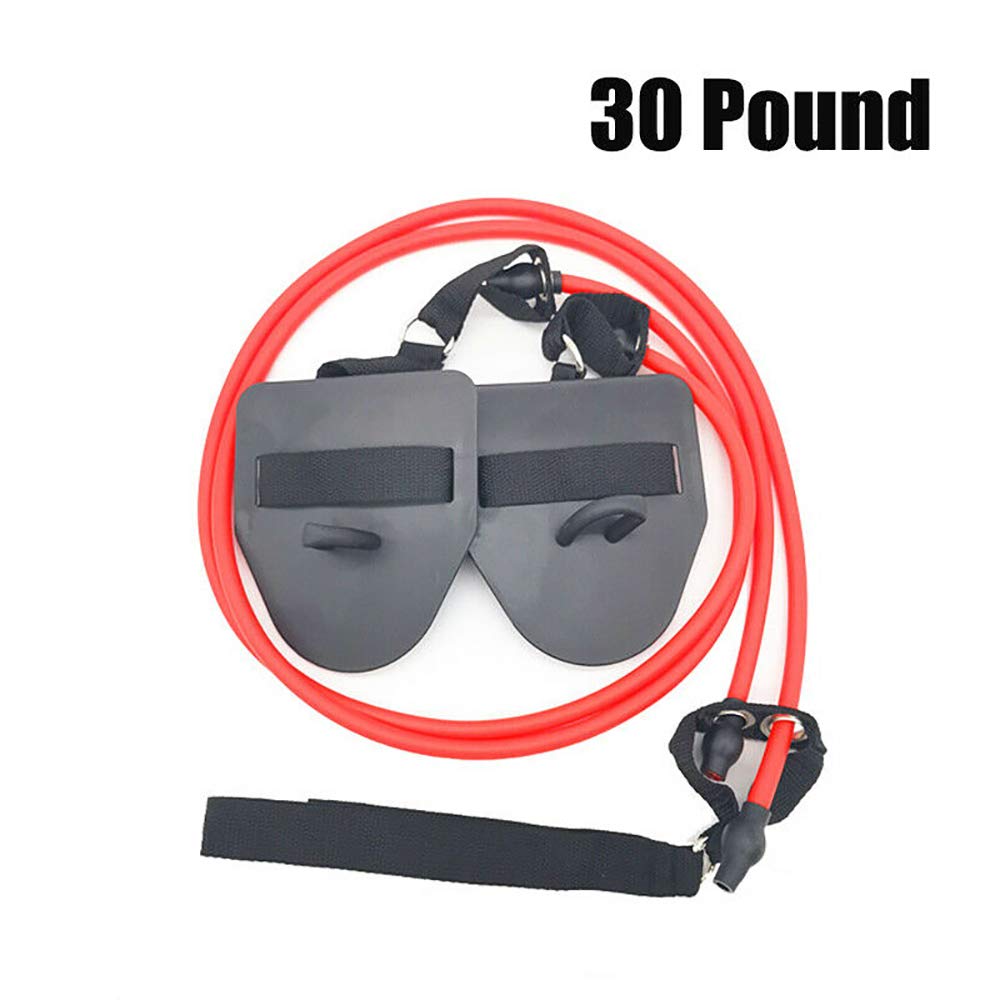 FOOING Swimming Arm Strength Trainer - Professional Freestyle Swim Resistance Bands with Paddle Fins for Adults & Athletes - 30lb Elastic Training Bands for Pool, Open Water & Home Workouts (Red)