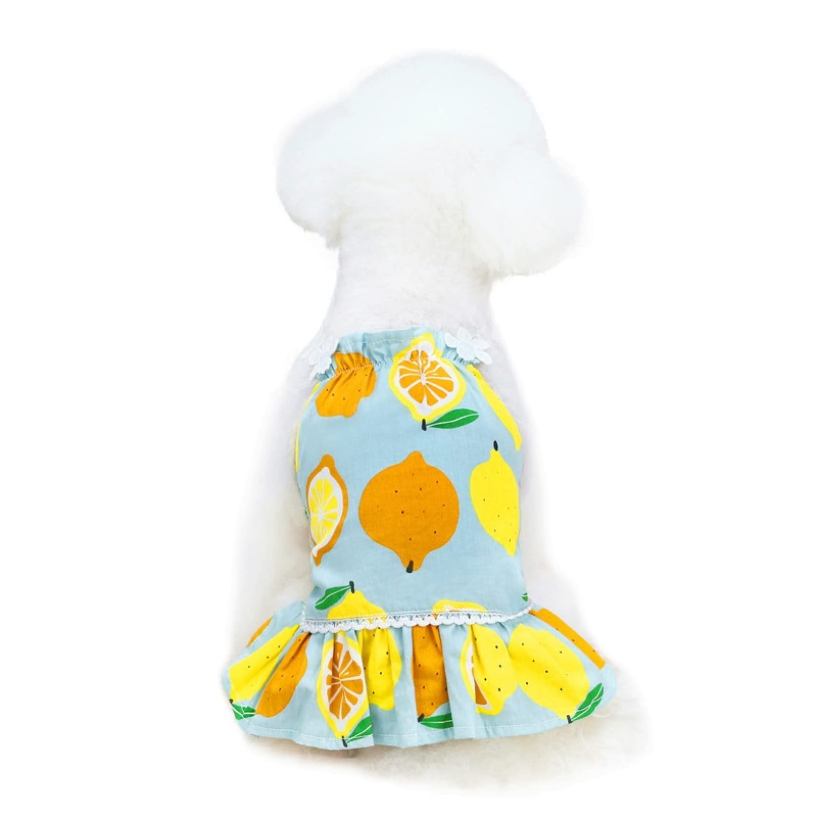 Breathable Sleeveless Lemon Print Dog Dress for Small Dogs - Summer Pet Clothes Puppy Costume for Outdoor Walks & Playtime