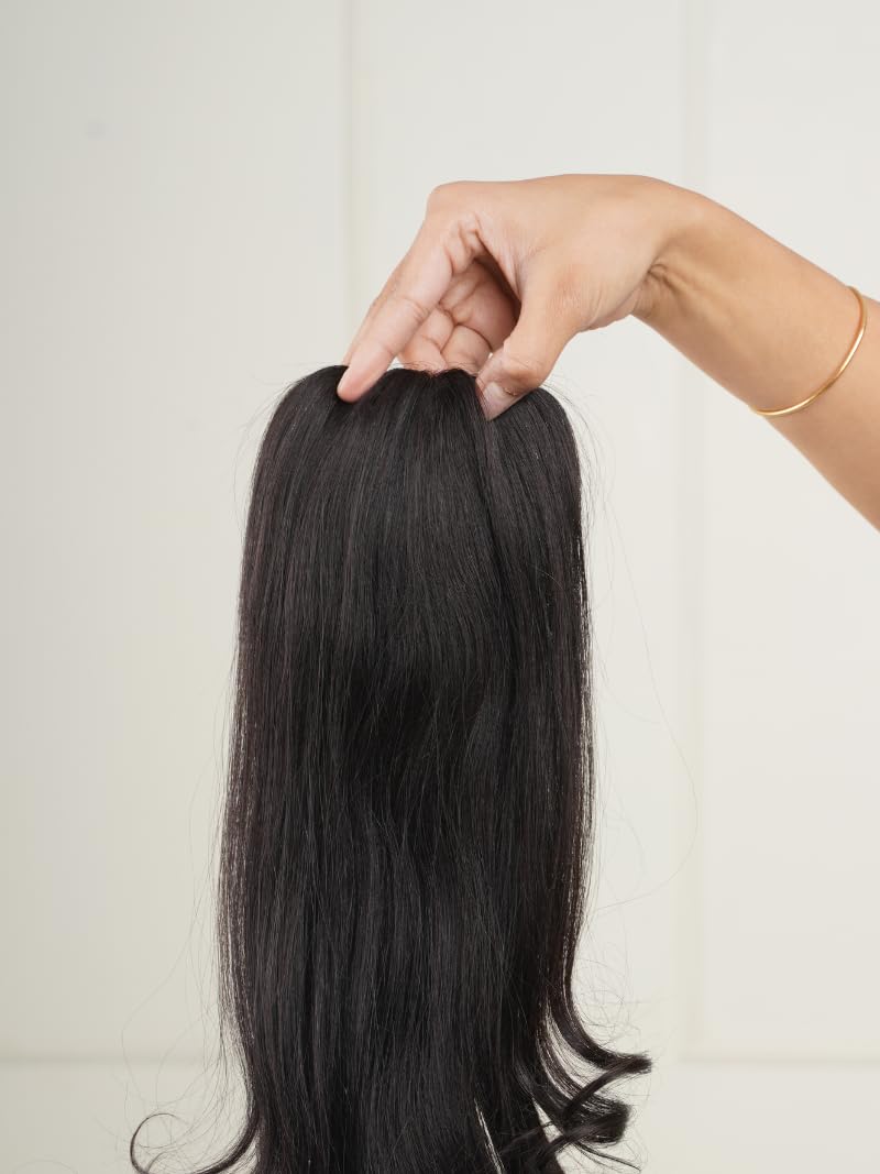 4x4 Lace Hair Topper for Women - Natural Black Human Hair Topper with Front Lace Closure - Hair Loss Solution for Thinning Hair - Perfect for Daily Wear, Special Occasions & Confidence Boost