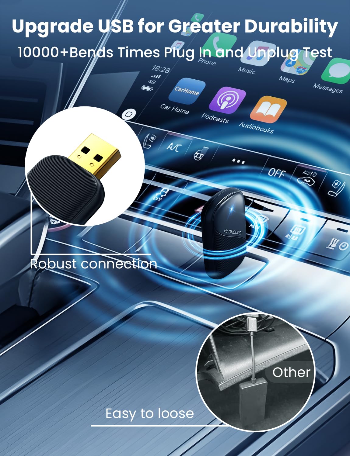 Wireless CarPlay & Android Auto Adapter - Fast Connection, Zero Latency for Cars 2016+ | Compatible with iPhone 6+/Android 10+ (USB-A/Type-C) | Perfect for Commuting, Road Trips & Hands-Free Driving - Black