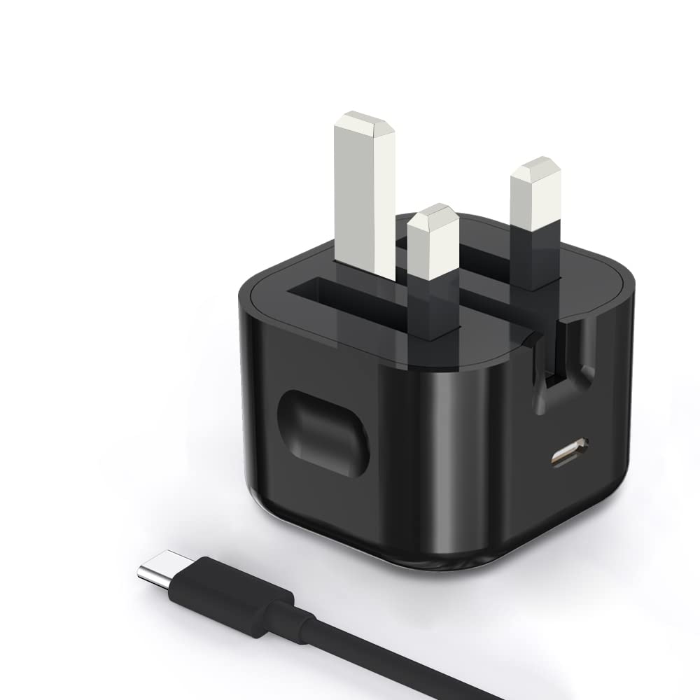 20W USB C Fast Charger Plug for iPhone 16/15/14/13/12 Series - Foldable PD Charging Adapter (Black) | Perfect for Travel, Home & Office Use