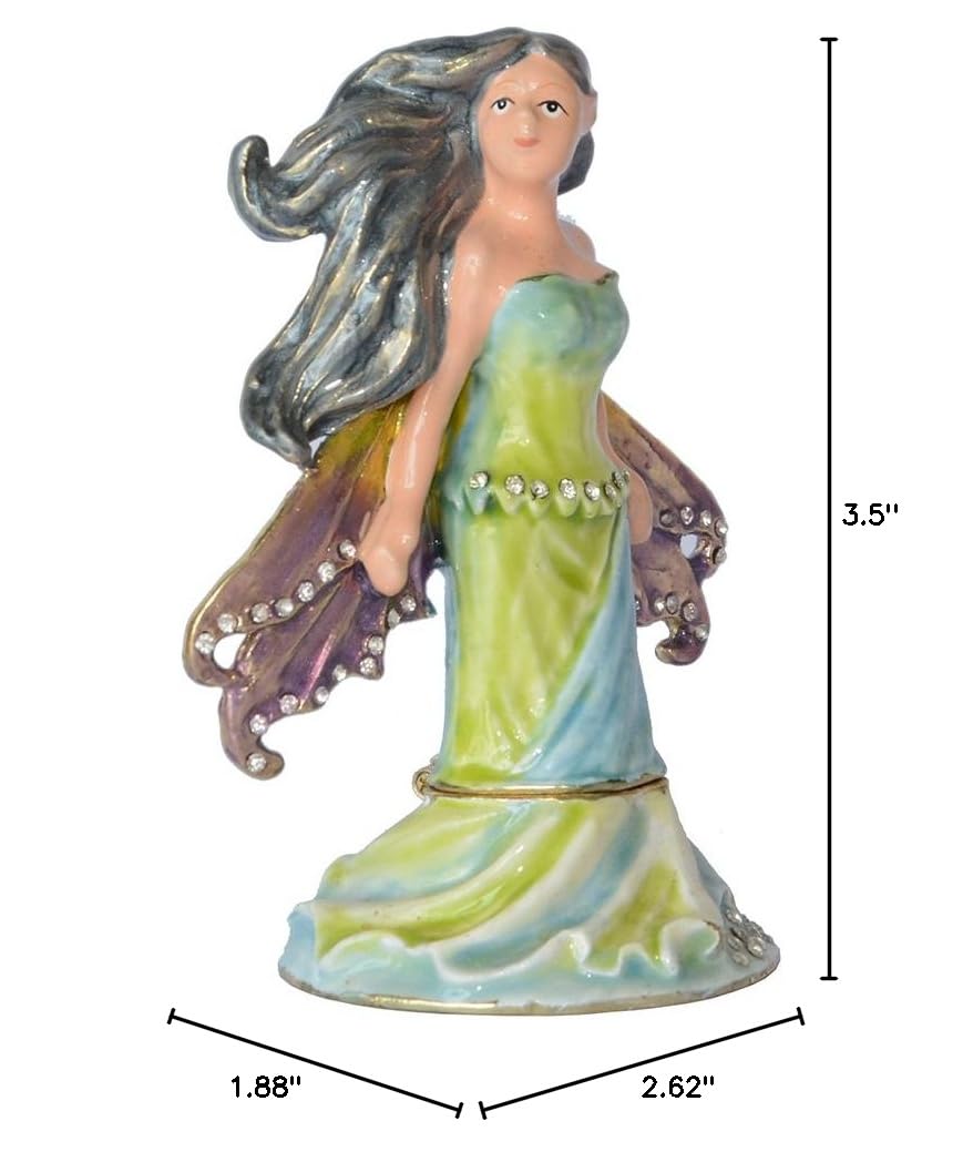 Hand-Painted Angel Trinket Box - Decorative Jewelry Storage with Hinged Lid, Ring & Earring Holder - Perfect for Vanity Table, Gift Giving & Collectible Display