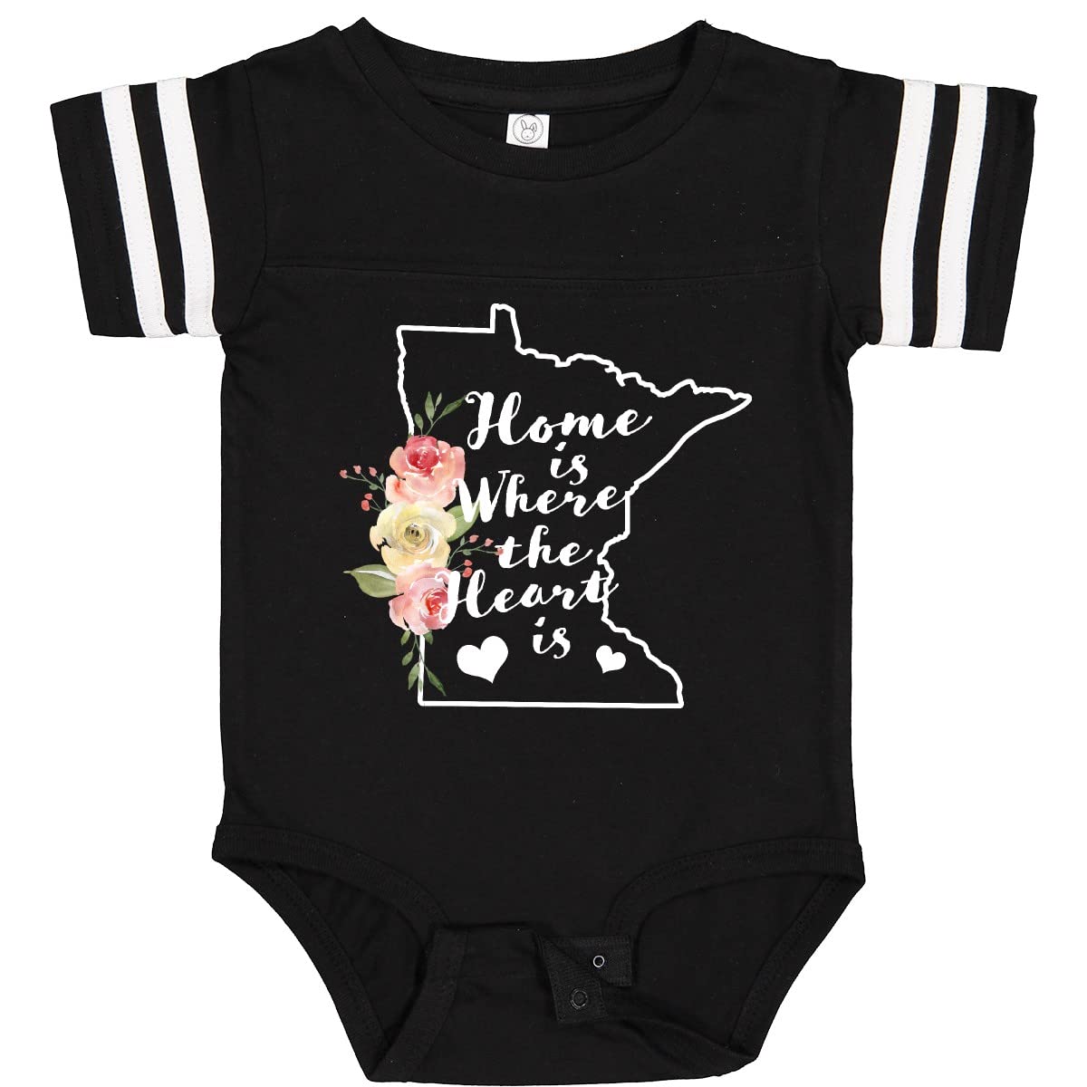 Inktastic Minnesota Home is Where The Heart is Watercolor Baby Bodysuit - Soft Cotton Onesie for Newborns, Infants & Toddlers - Perfect for Family Photos, Holidays & Everyday Wear