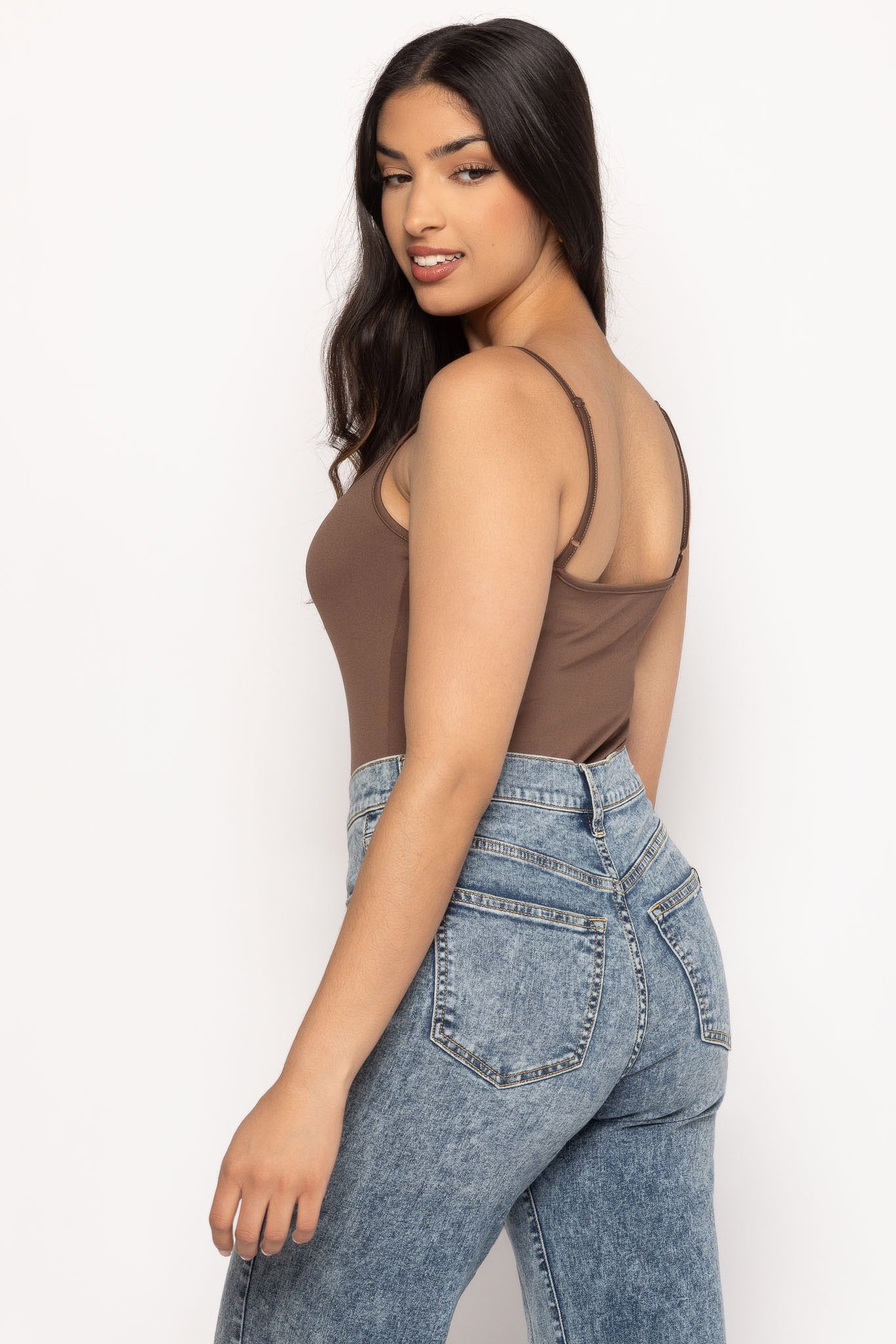 Women's Scoop Neck Cami Top with Spaghetti Straps - Soft Stretchy Tank Top for Layering, Casual Wear & Summer Outfits