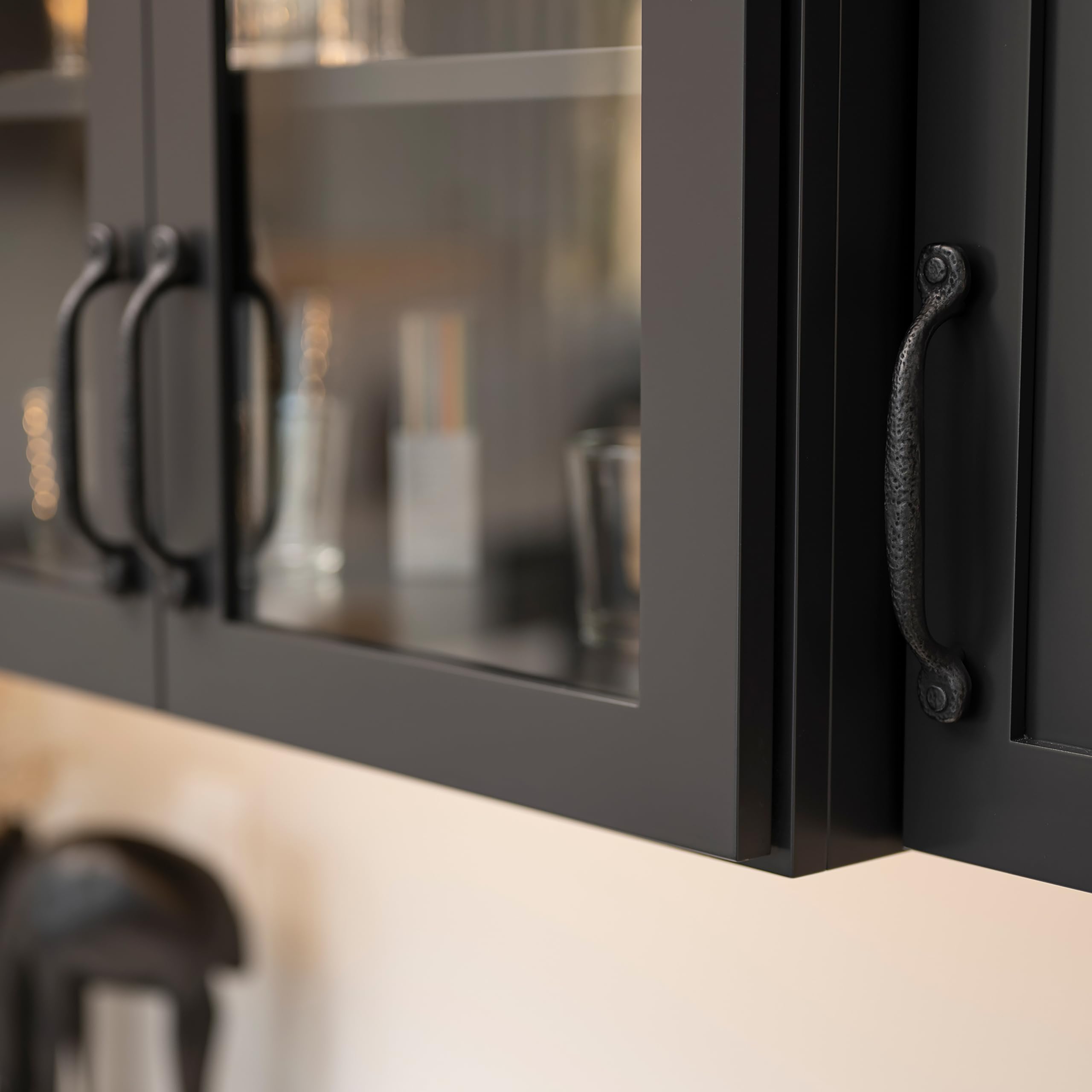 Premium Hickory Hardware 1-Pack Solid Core Kitchen Cabinet Pulls - Luxury Black Iron Cabinet Handles for Doors & Dresser Drawers (3-Inch Hole Center) - Refined Rustic Collection - Perfect for Modern Farmhouse & Industrial Style Kitchens