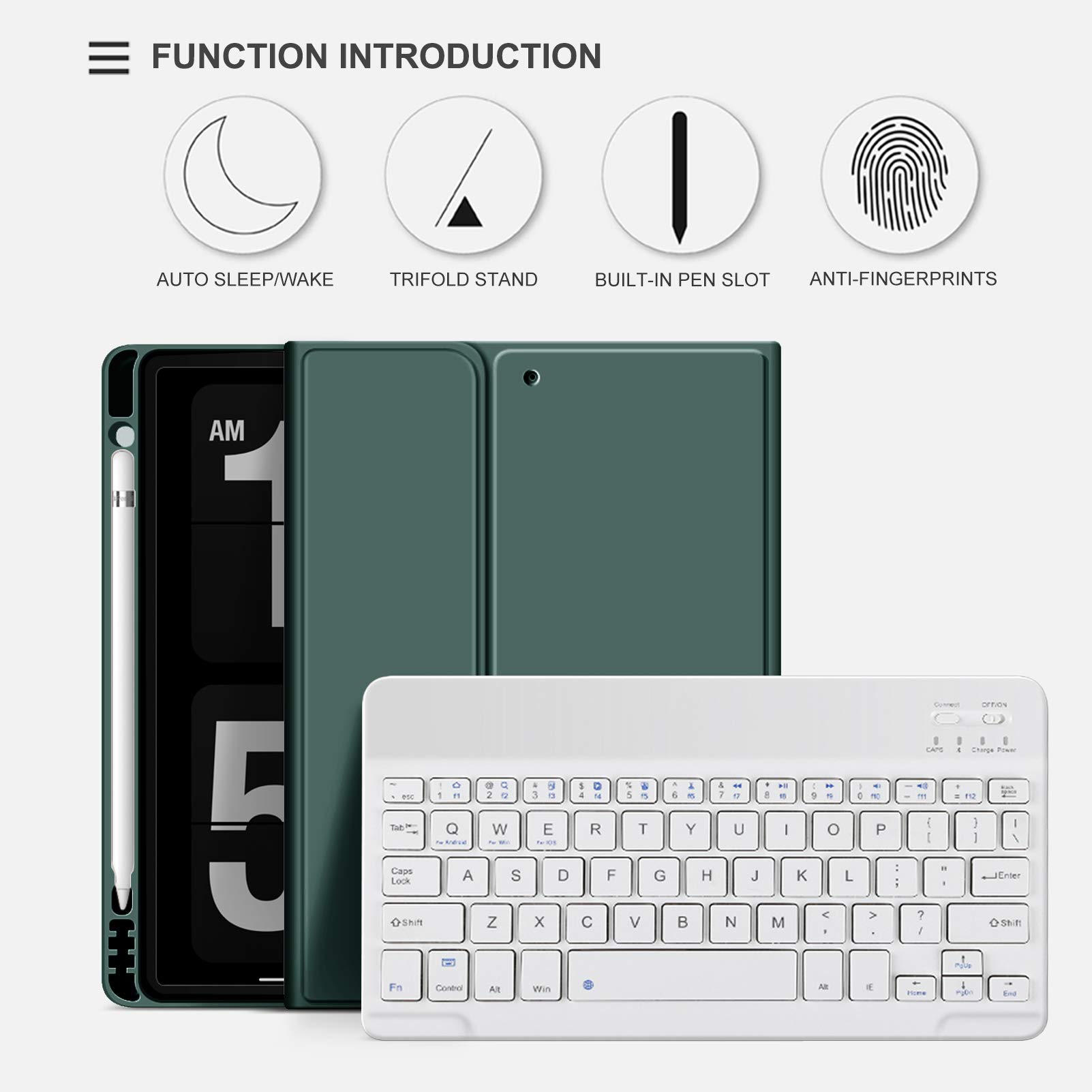 Premium Detachable Wireless Bluetooth Keyboard Case for iPad 6th/5th Gen 9.7