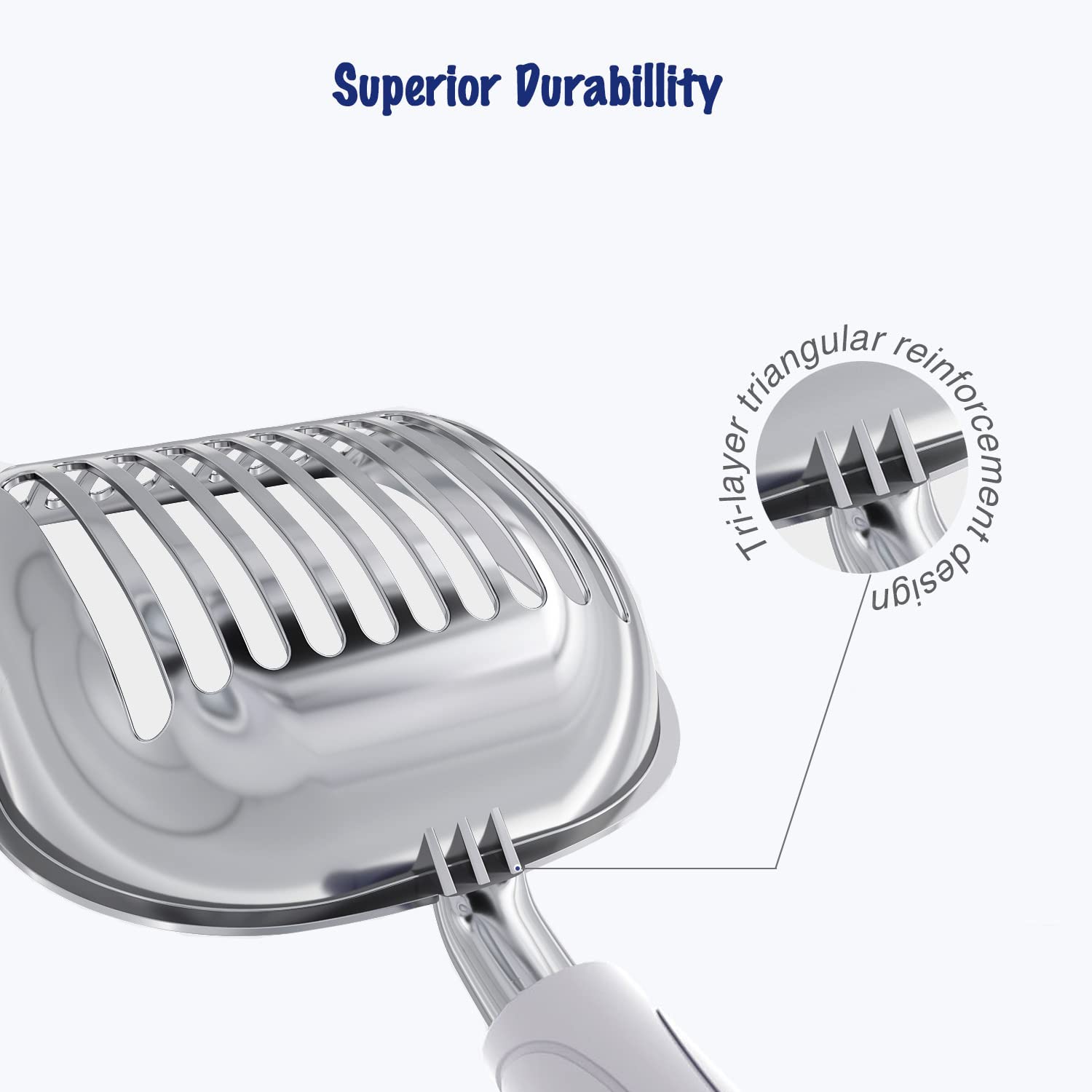 WePet Heavy Duty Aluminum Alloy Cat Litter Scoop - Long Handle Deep Shovel with Sifter for Easy Poop Cleaning - Durable Metal Scooper for Litter Box - Perfect for Multi-Cat Households & Large Litter Boxes